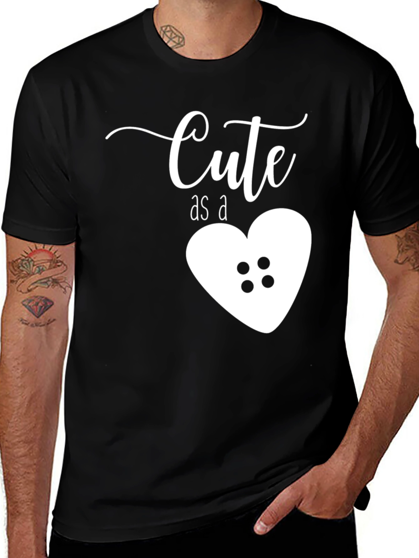 Variant 25 of Cute as a Button Black Graphic Tee