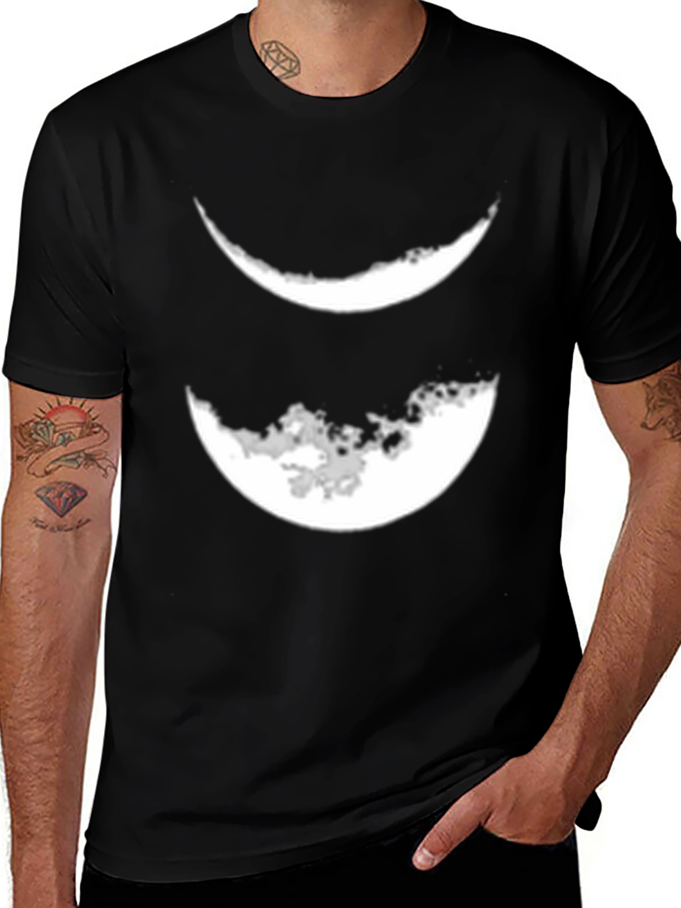 Variant 24 of Crescent Moon Graphic Tee - Modern Black T-Shirt