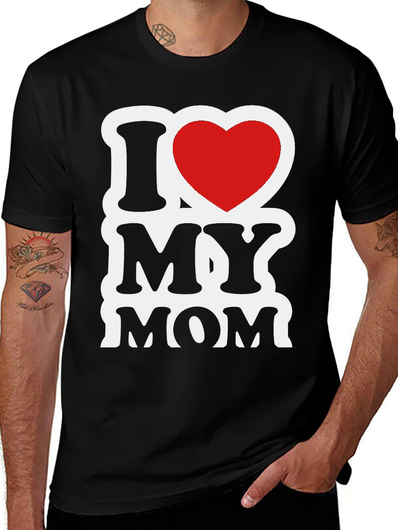 Variant 25 of I Love My Mom Graphic T-Shirt - Black