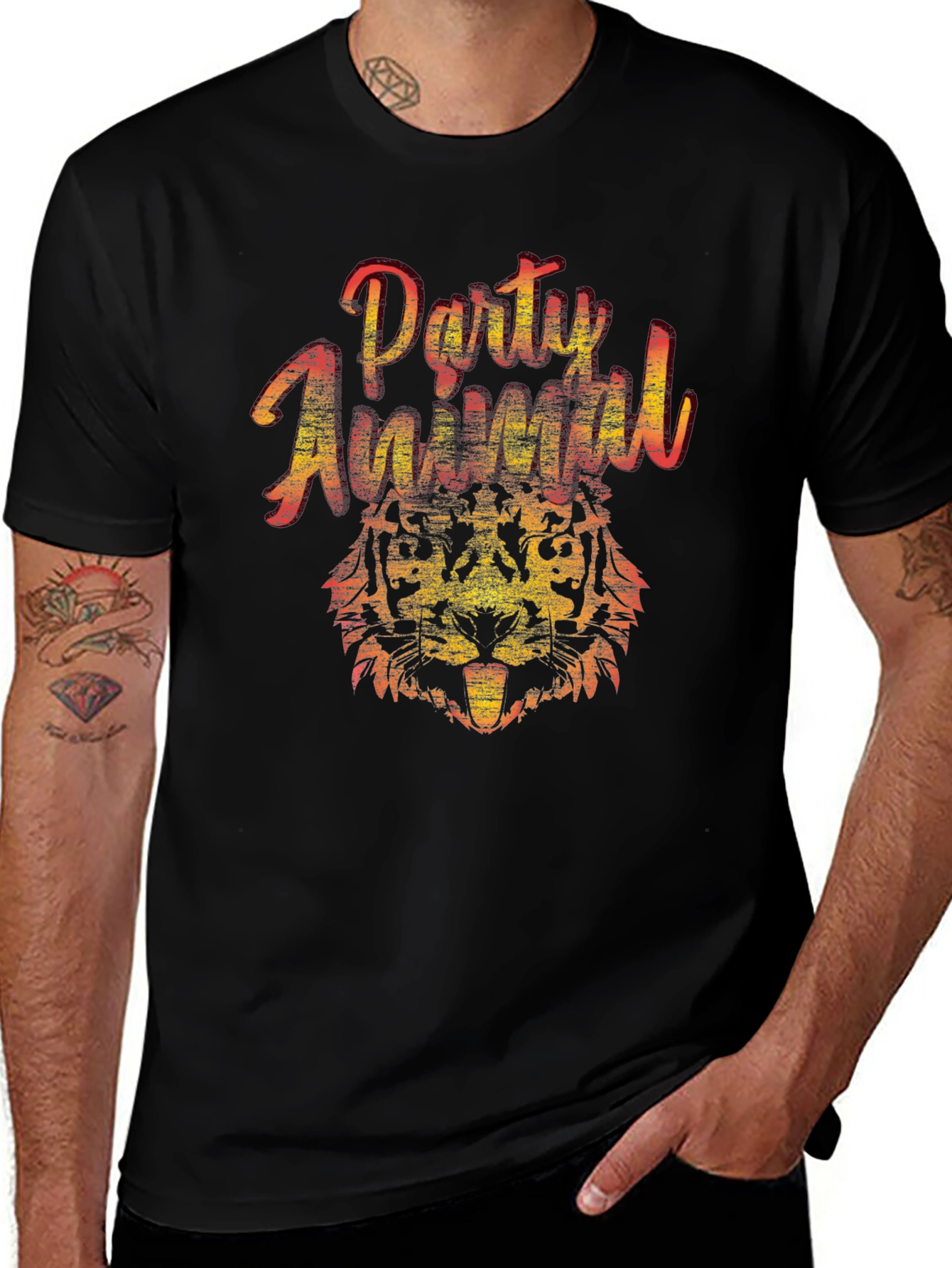 Variant 6 of Party Animal Tiger Graphic T-Shirt - Black