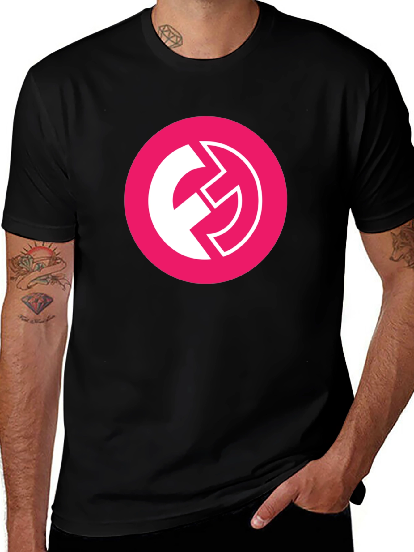Variant 28 of Black T-Shirt with Pink Circle Graphic