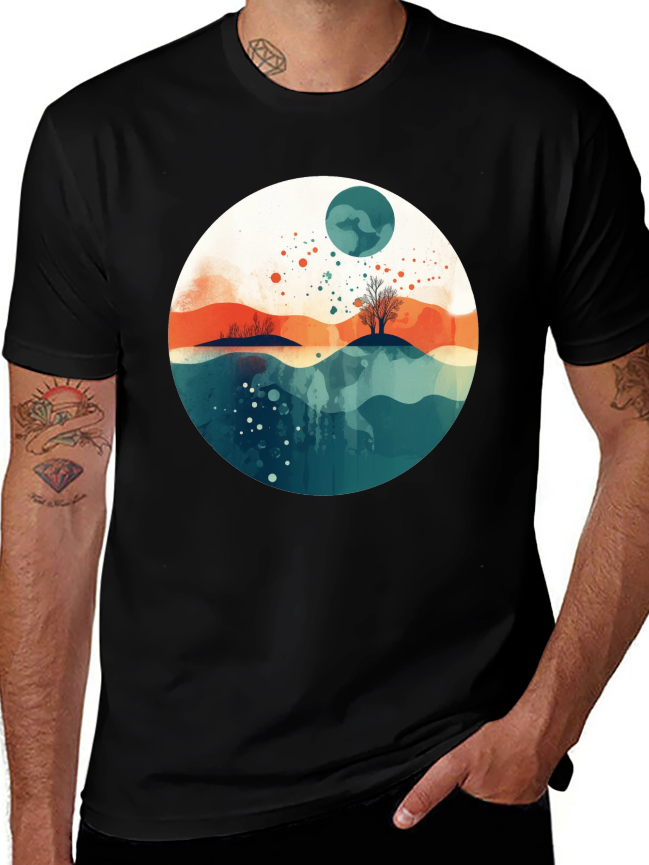 Variant 16 of Abstract Landscape Graphic Tee - Modern Style
