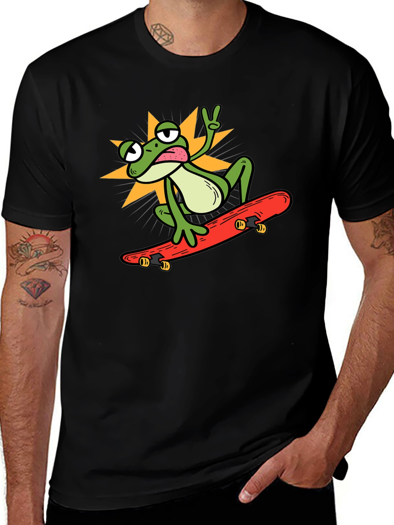 Variant 10 of Cool Frog Skateboarder Graphic Tee