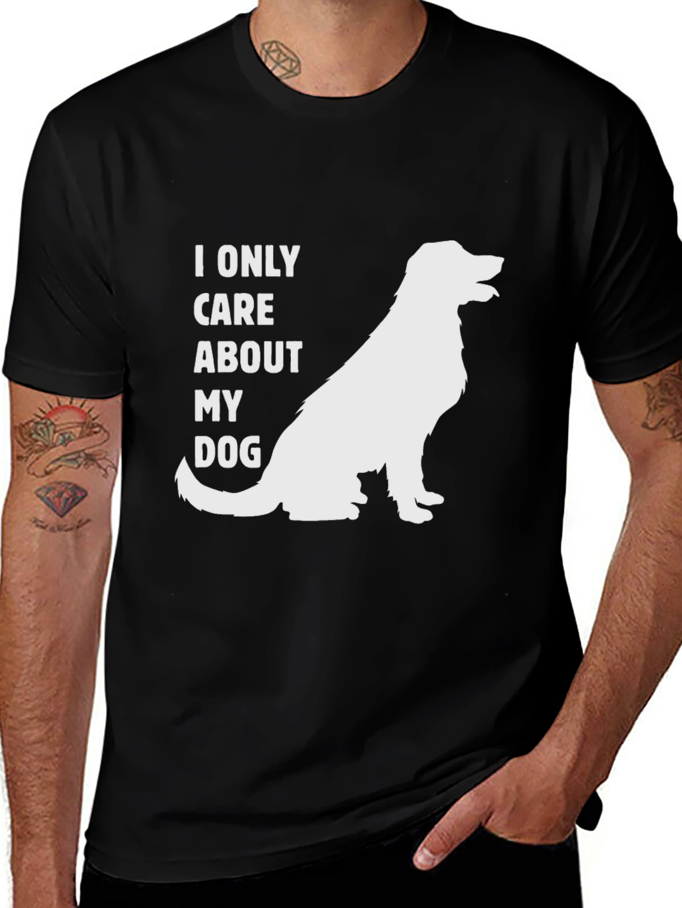 Variant 28 of Dog Lover T-Shirt: "I Only Care About My Dog" Black Tee