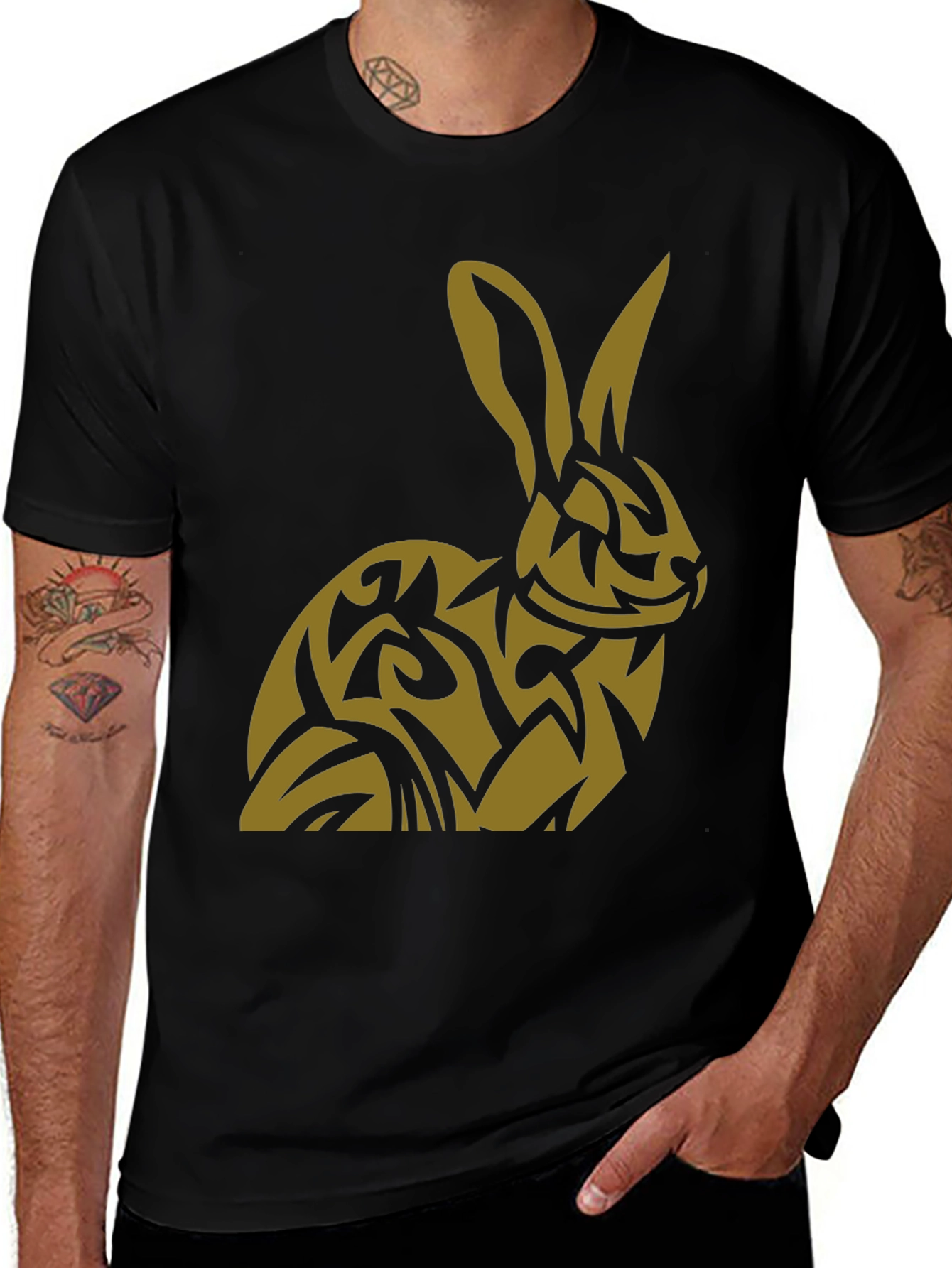 Variant 11 of Rabbit Tribal Tattoo Style Graphic T-Shirt