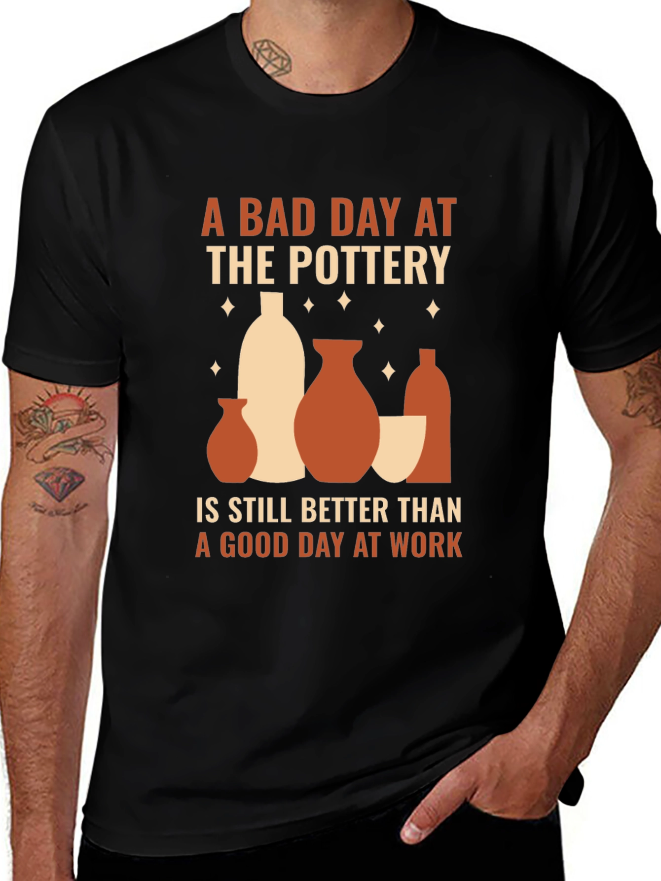 Variant 28 of Pottery Lover T-Shirt - Bad Day at Pottery is Better Than Work Tee