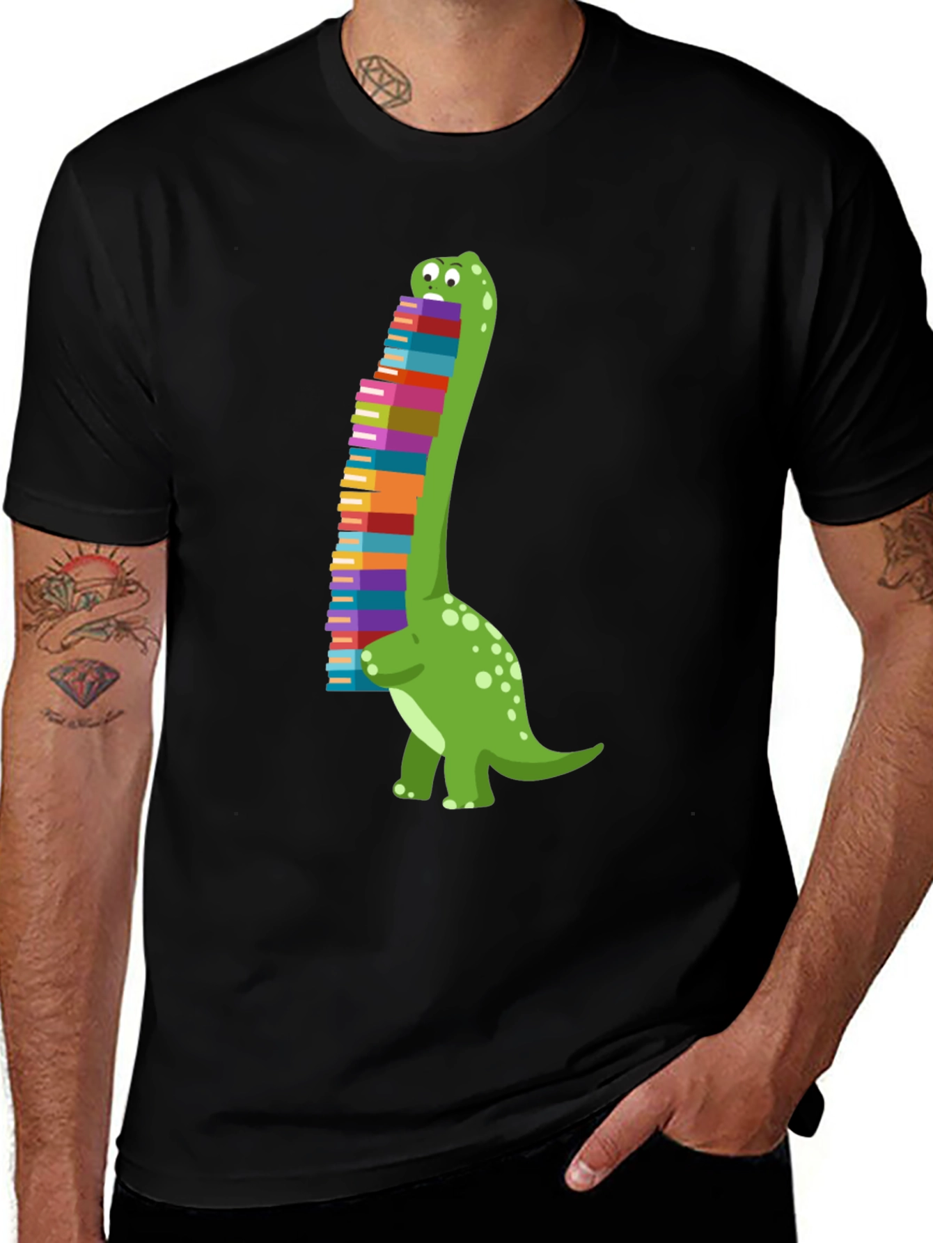 Variant 19 of Dino Reading T-Shirt - Book Loving Brontosaurus