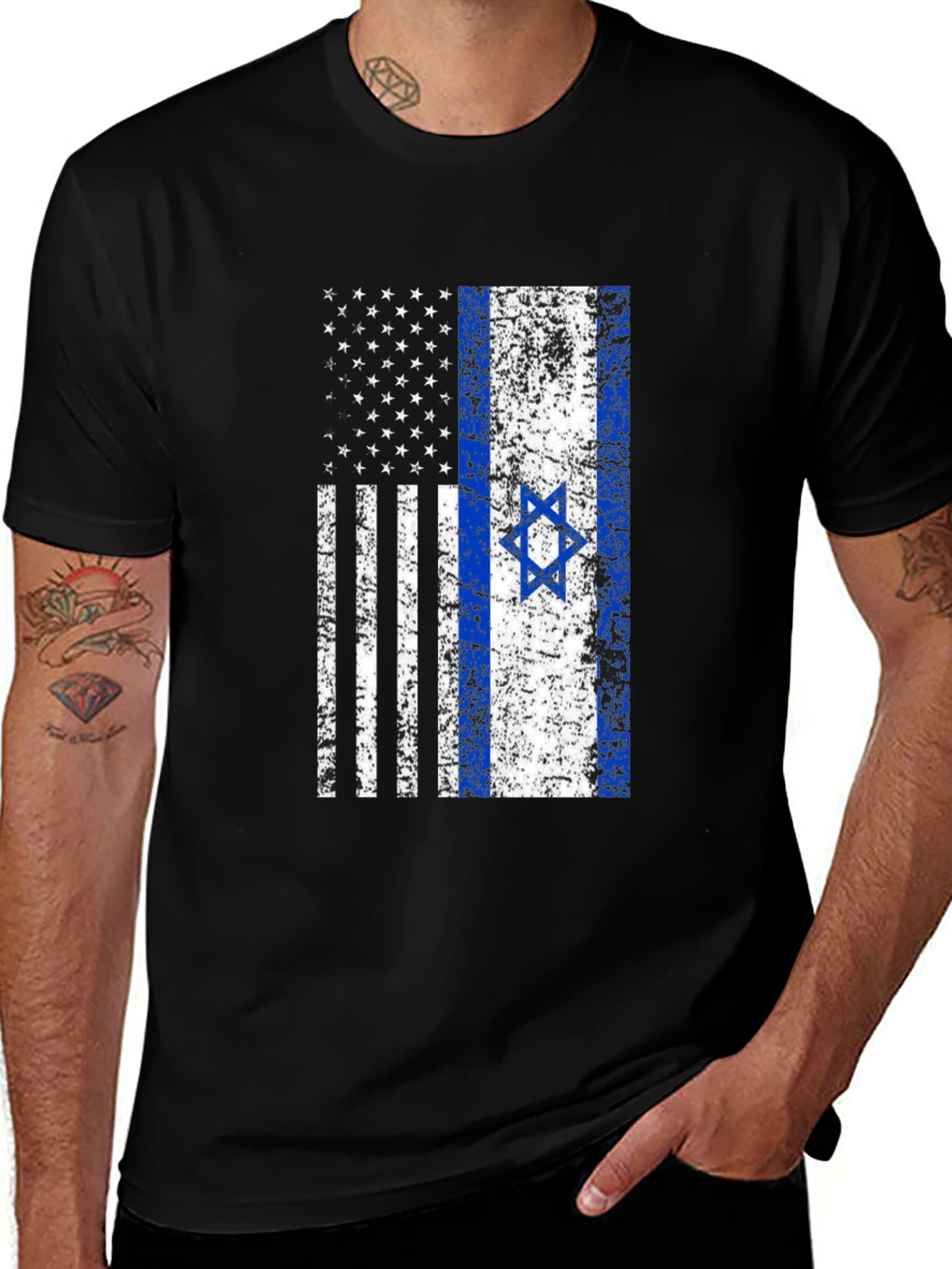 Variant 2 of USA Israel Flag Graphic T-Shirt