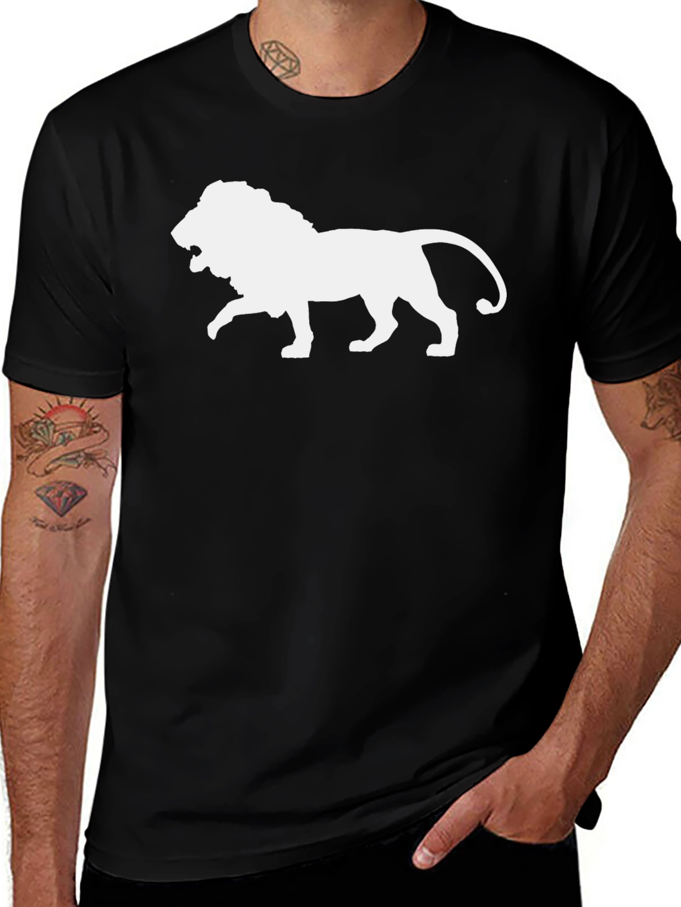 Variant 5 of Lion Graphic Tee - Bold Black Cotton T-Shirt