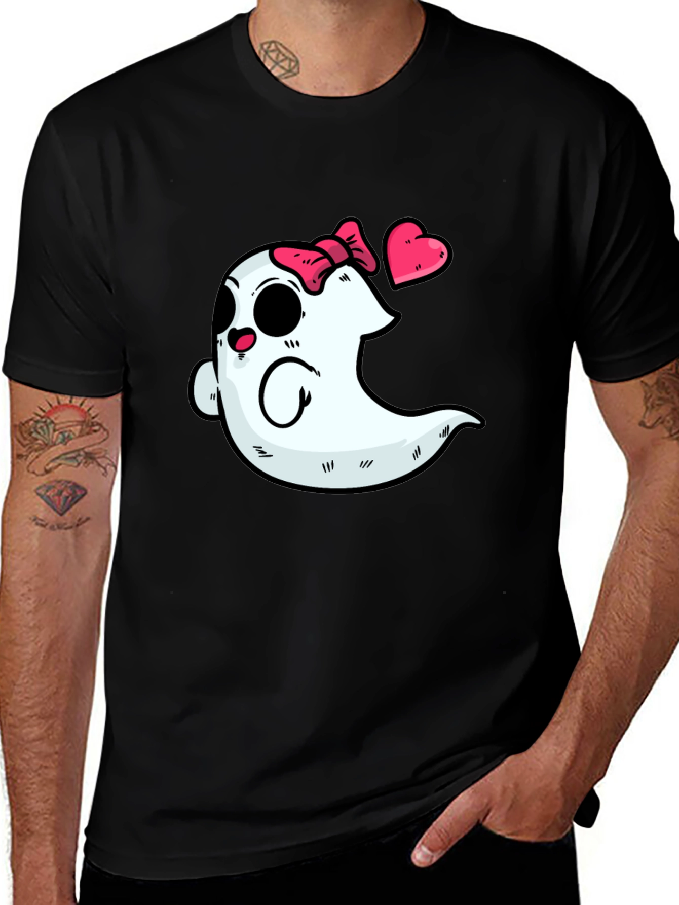 Variant 30 of Cute Ghost with Bow T-Shirt - Spooky & Sweet!
