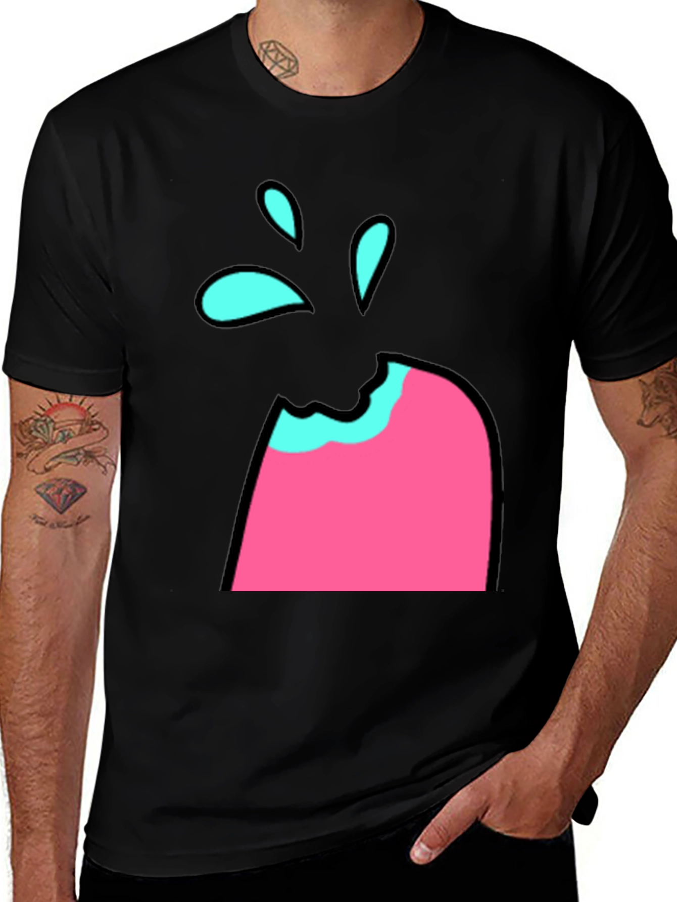 Variant 29 of Funky Ice Cream Bite Graphic Tee - Black