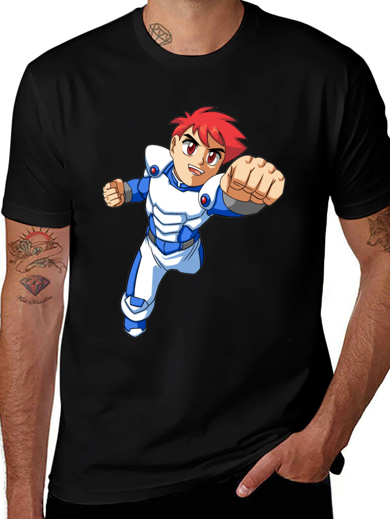 Variant 3 of Retro Anime Graphic Tee - Black Cotton T-Shirt