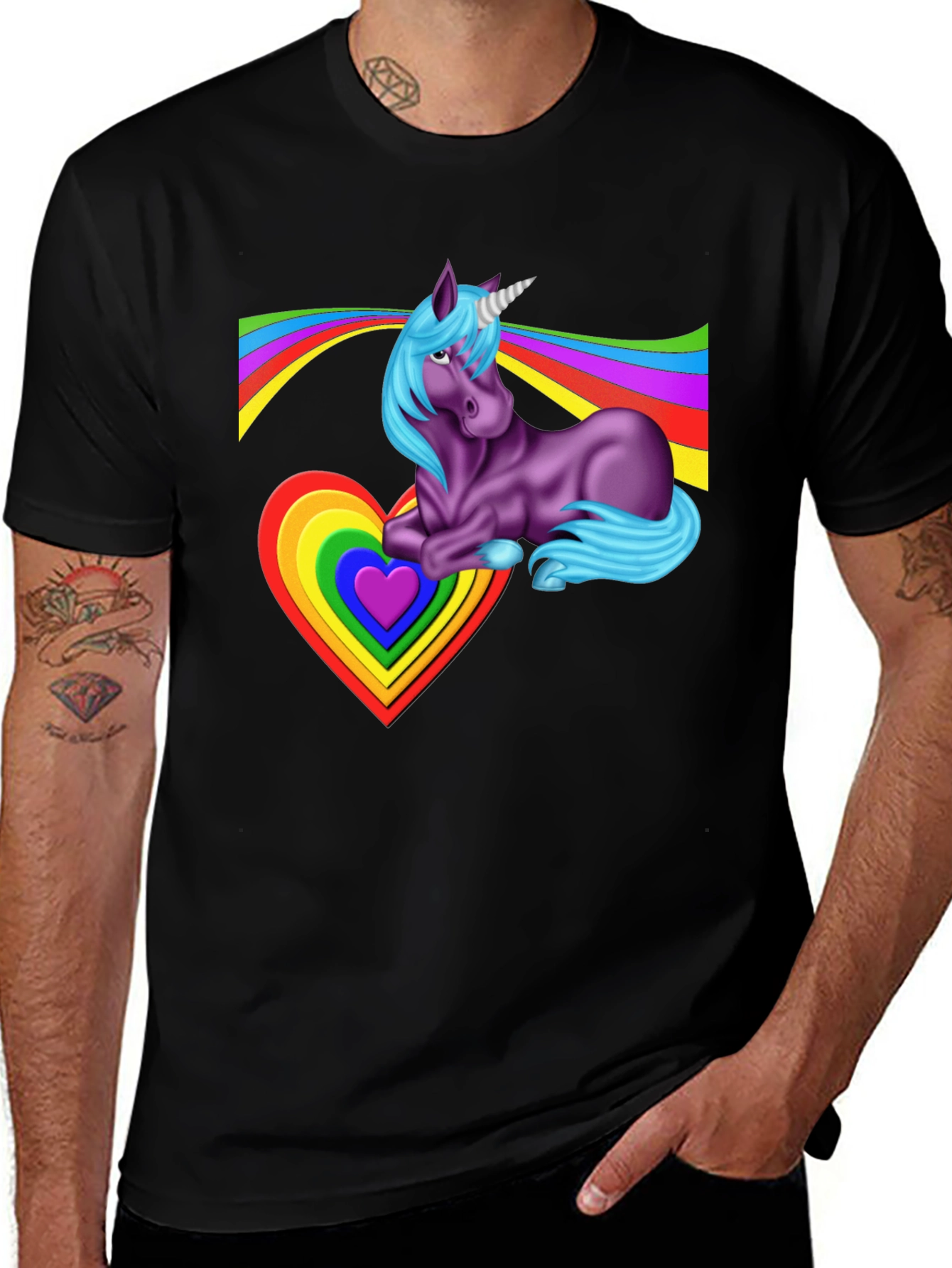 Variant 4 of Rainbow Unicorn Heart T-Shirt - Fun & Unique Graphic Tee