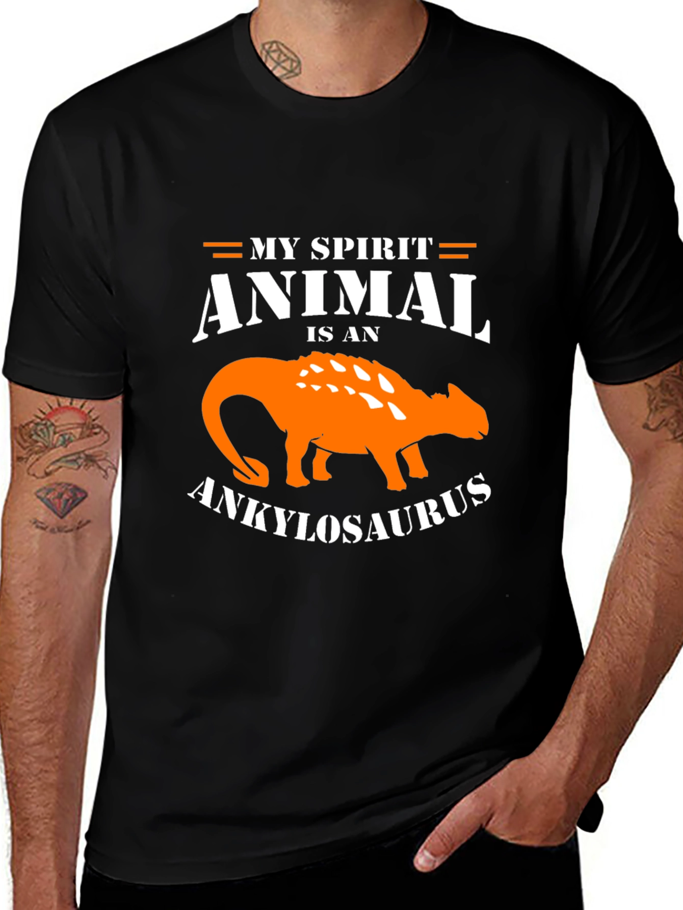 Ankylosaurus Spirit Animal Graphic Tee - Black