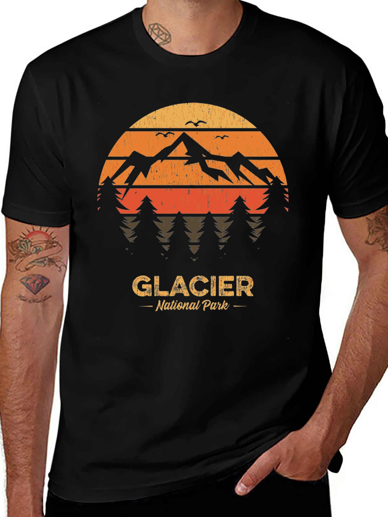 Glacier National Park T-Shirt - Retro Mountain Design