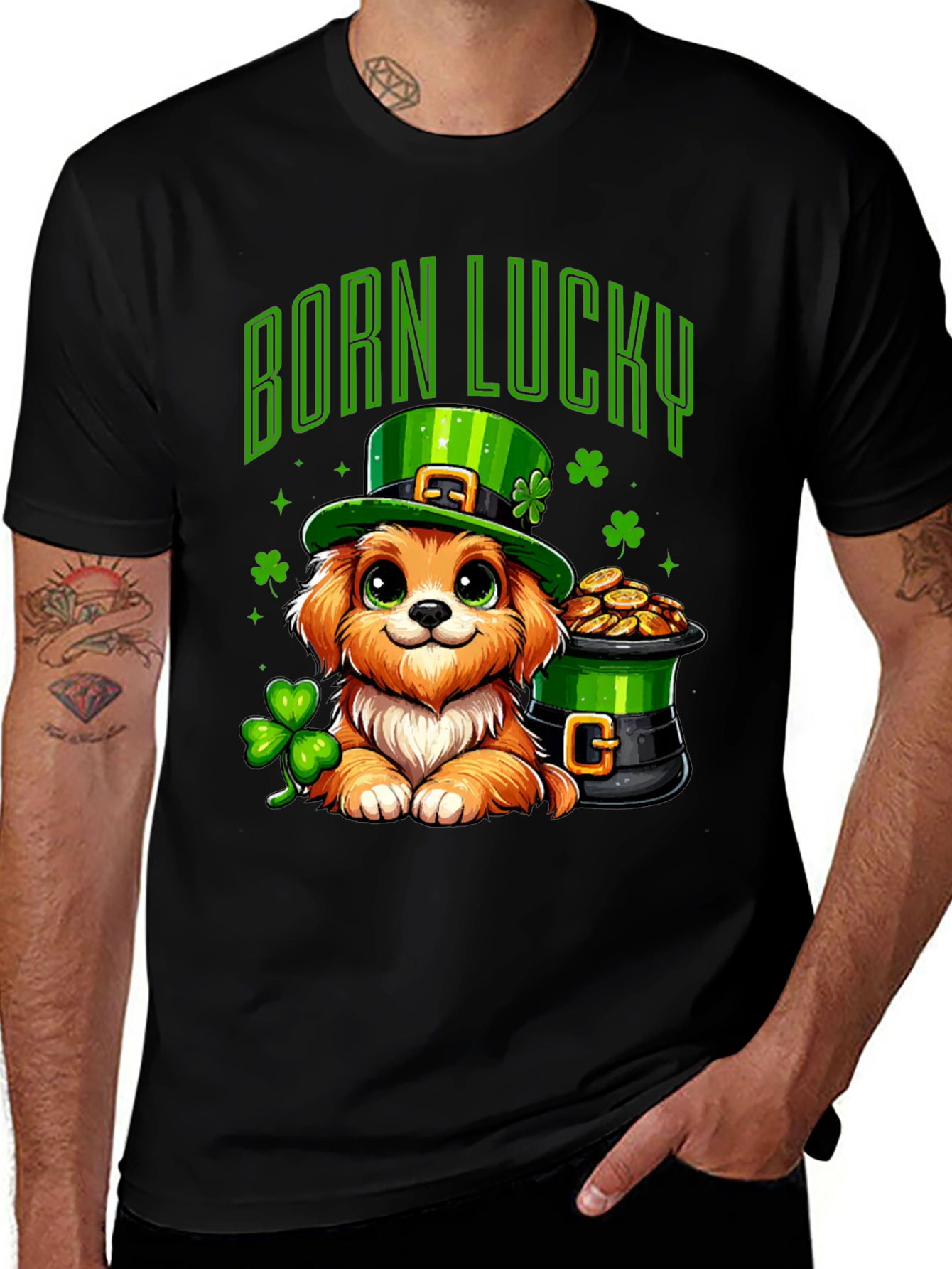 Born Lucky St. Patrick's Day Dog T-Shirt