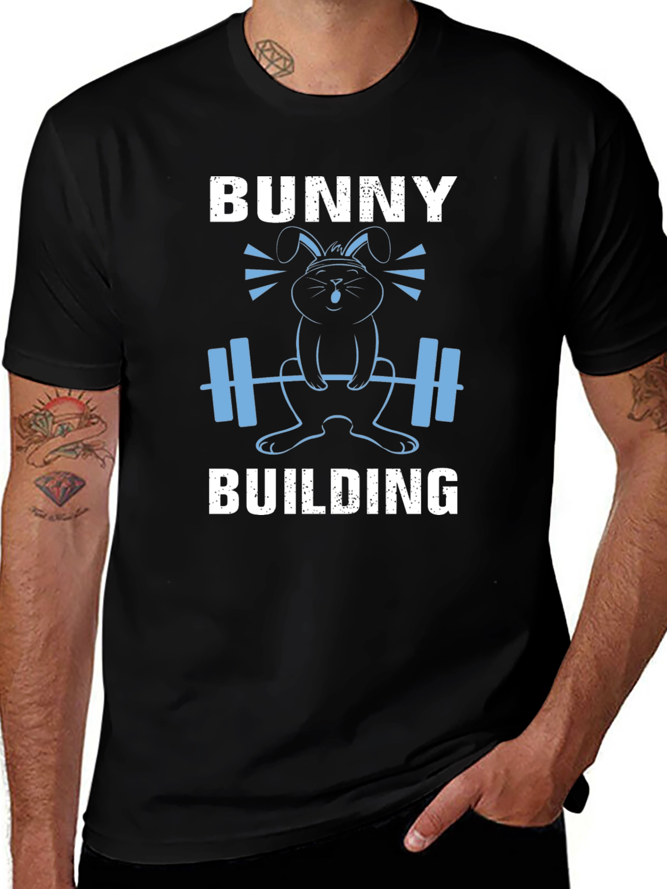 Variant 30 of Bunny Building Graphic T-Shirt - Gym, Easter