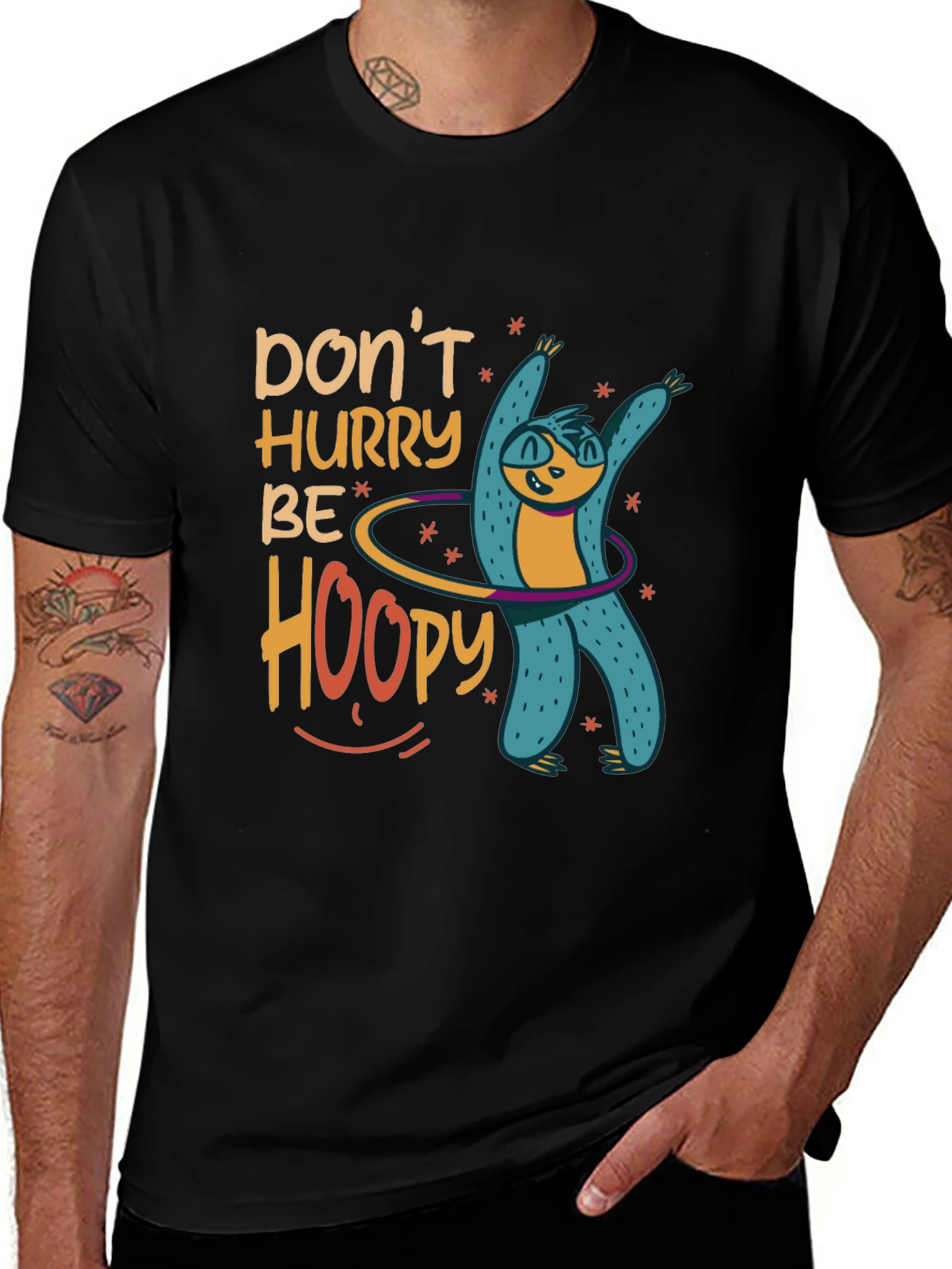 Variant 9 of Don't Hurry Be Hoopy Sloth Graphic Tee