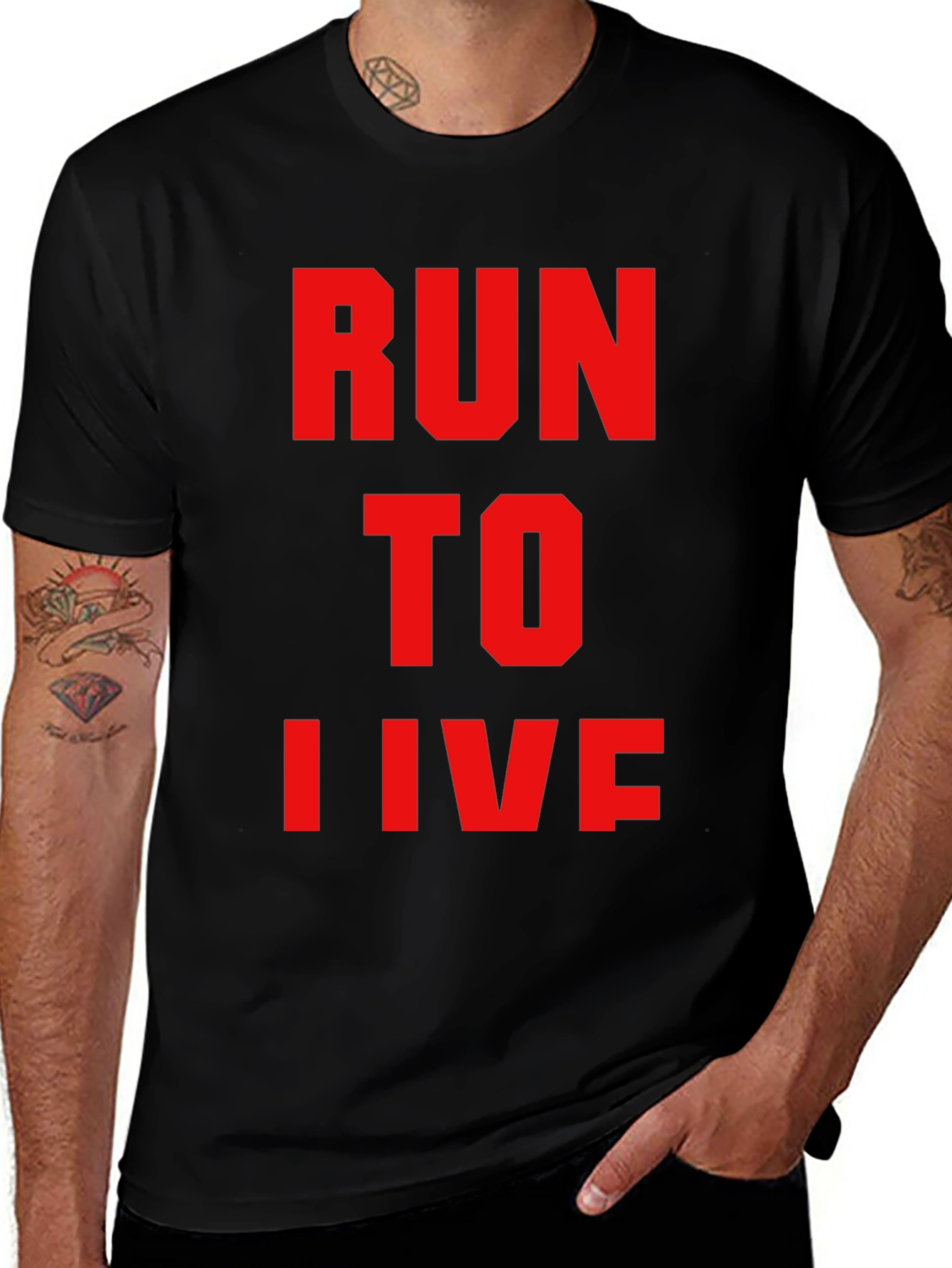 Variant 8 of Run To Live Graphic T-Shirt - Black
