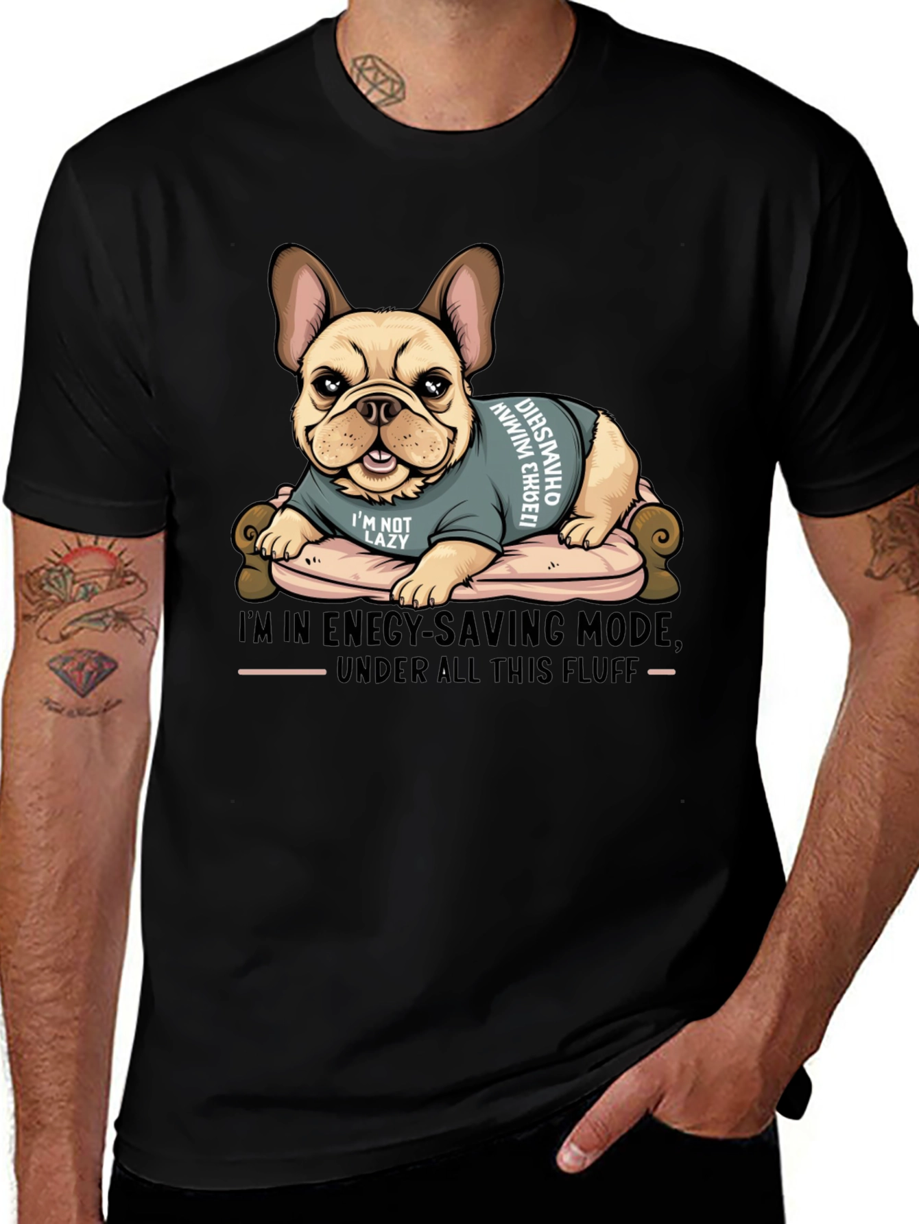 Variant 19 of Lazy Bulldog T-Shirt - Energy Saving Mode Funny Tee