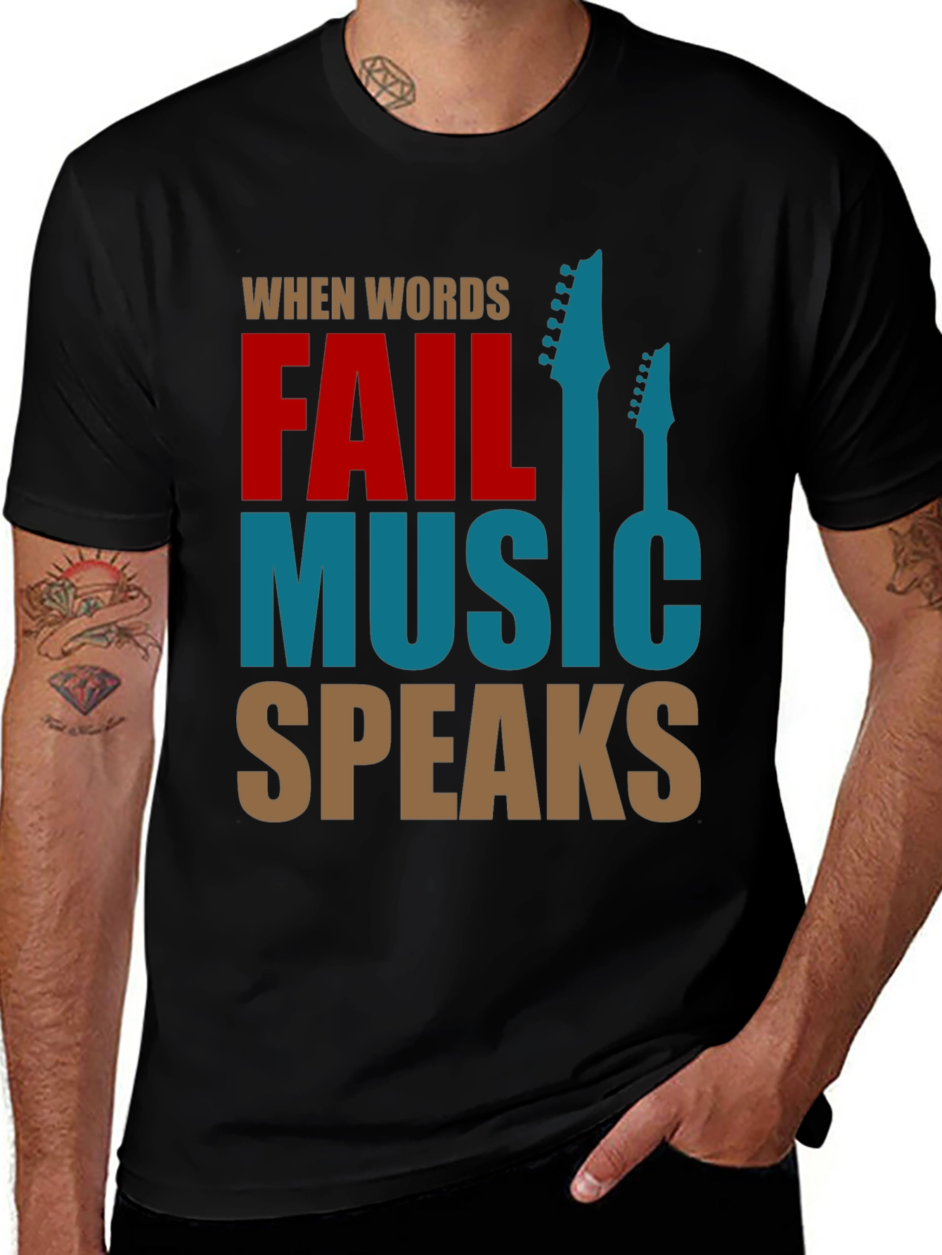 Variant 17 of When Words Fail Music Speaks Graphic Tee