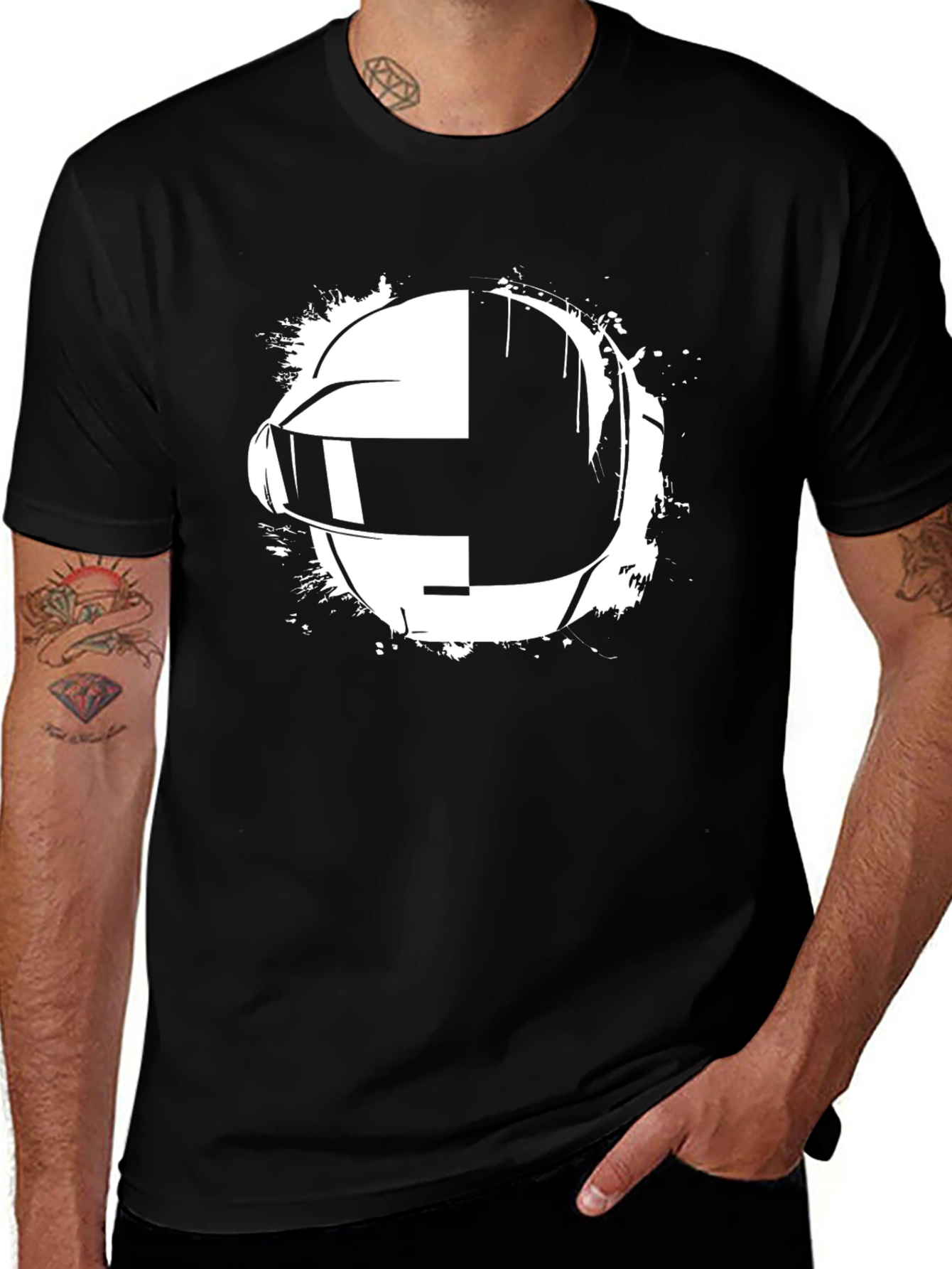 Daft Punk Helmet Graphic Black T-Shirt