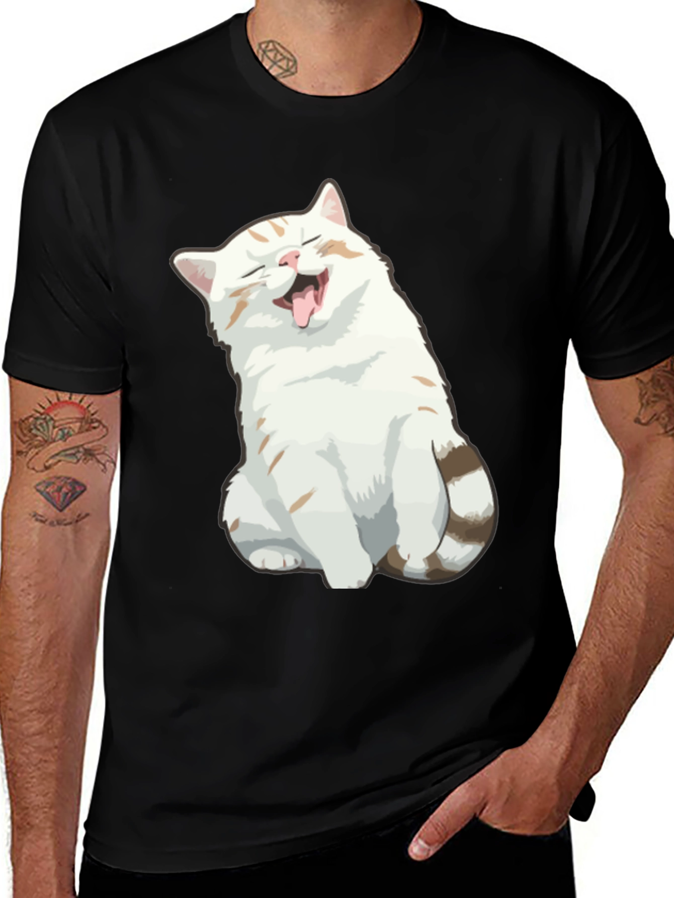 Variant 23 of Funny Cat Graphic Tee - Black T-Shirt