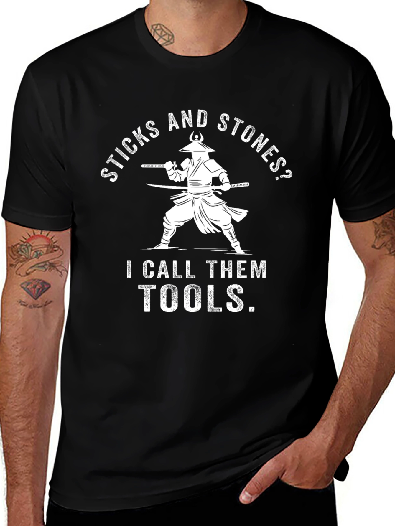 Variant 2 of Sticks and Stones, I call them tools T-shirt