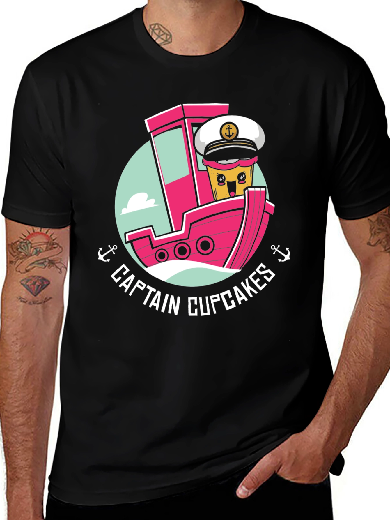 Variant 6 of Captain Cupcakes Black Graphic Tee