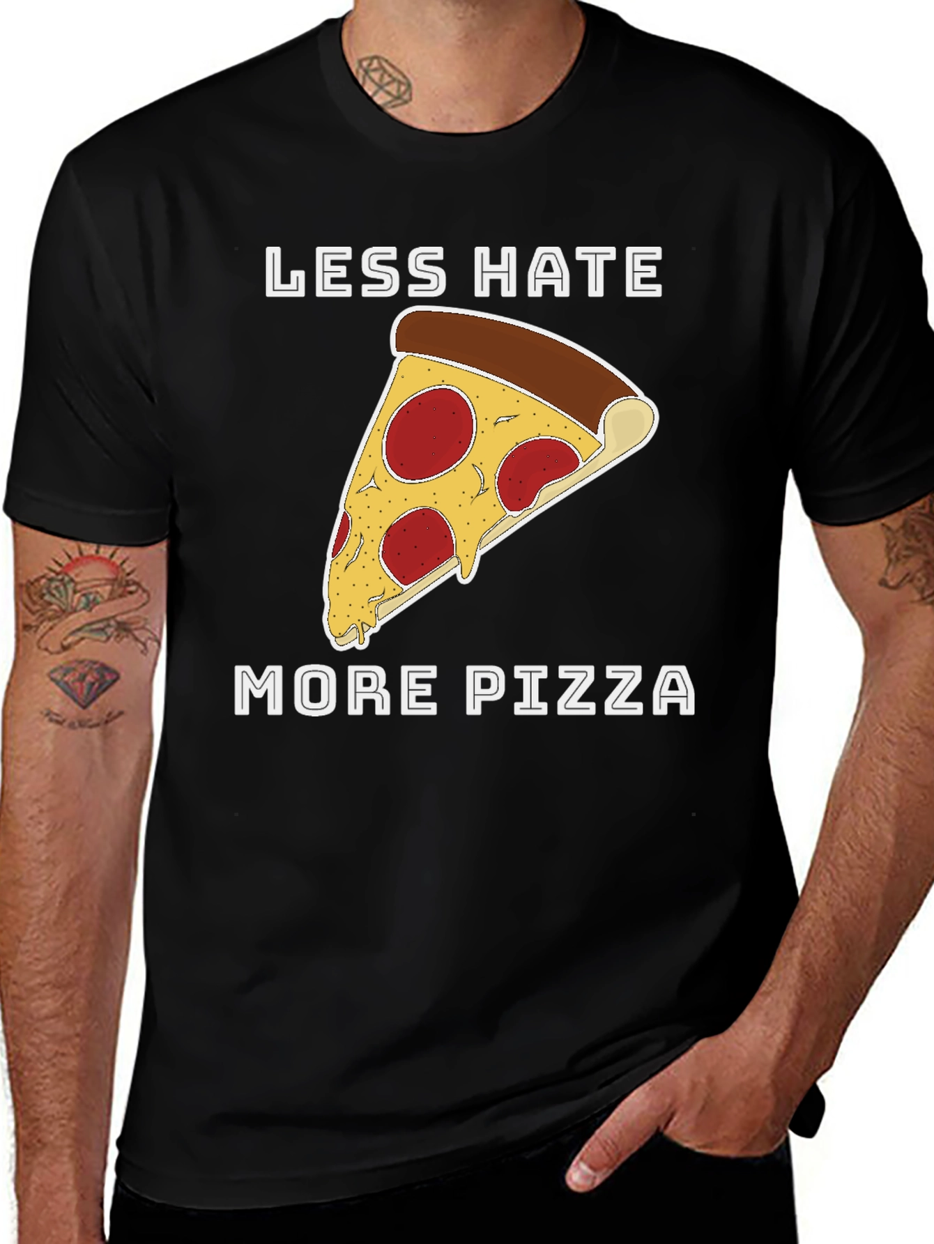 Variant 8 of Less Hate More Pizza Graphic T-Shirt