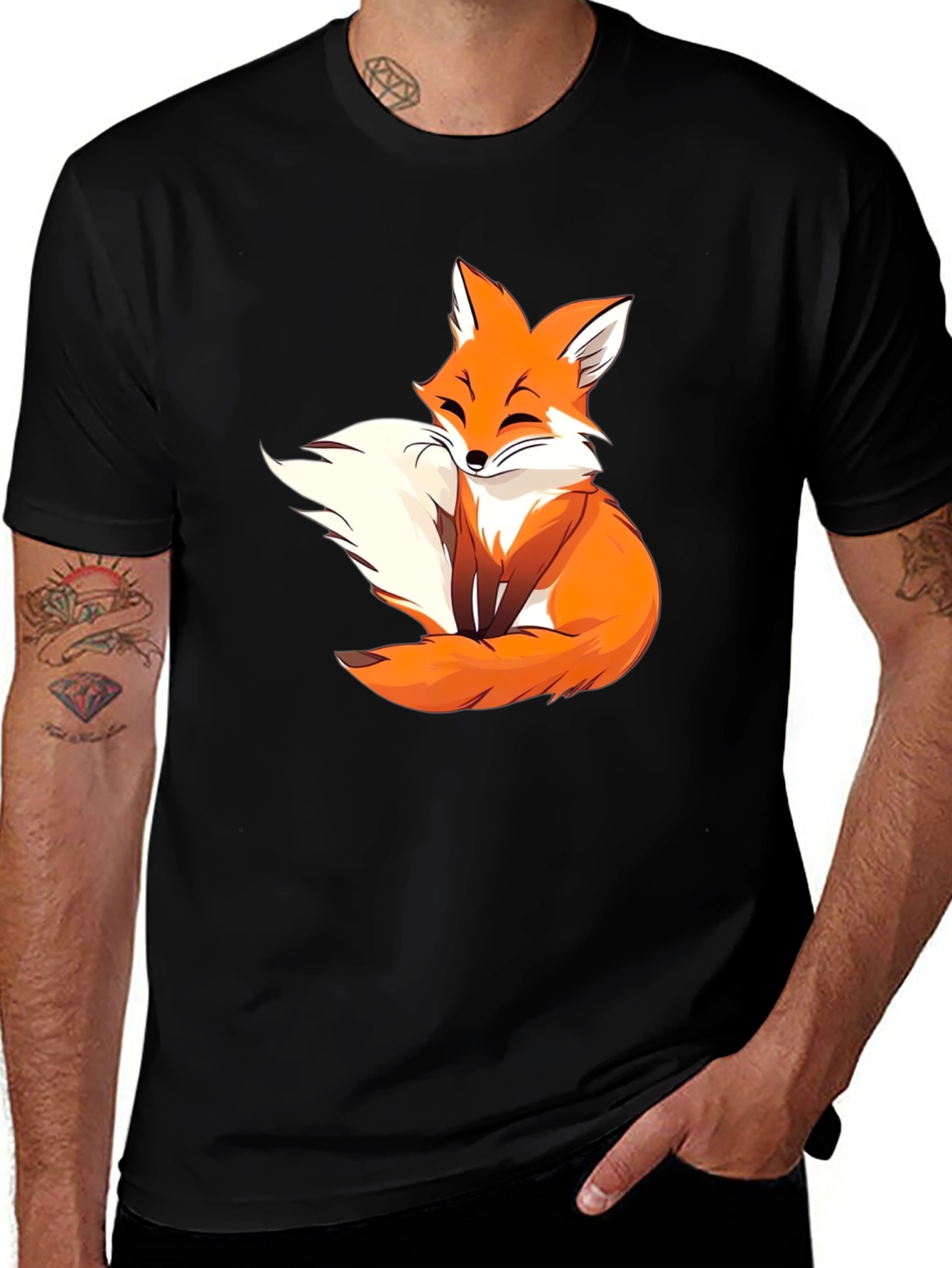Variant 5 of Cute Fox Graphic Tee - Black Unisex T-Shirt