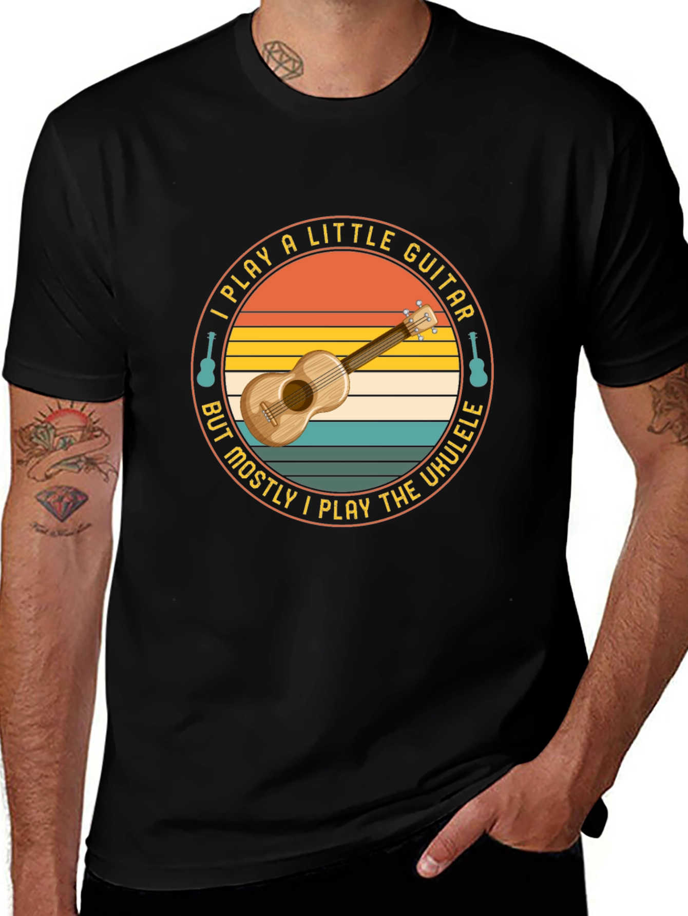 Variant 23 of Ukulele Player T-Shirt: I Play A Little Guitar