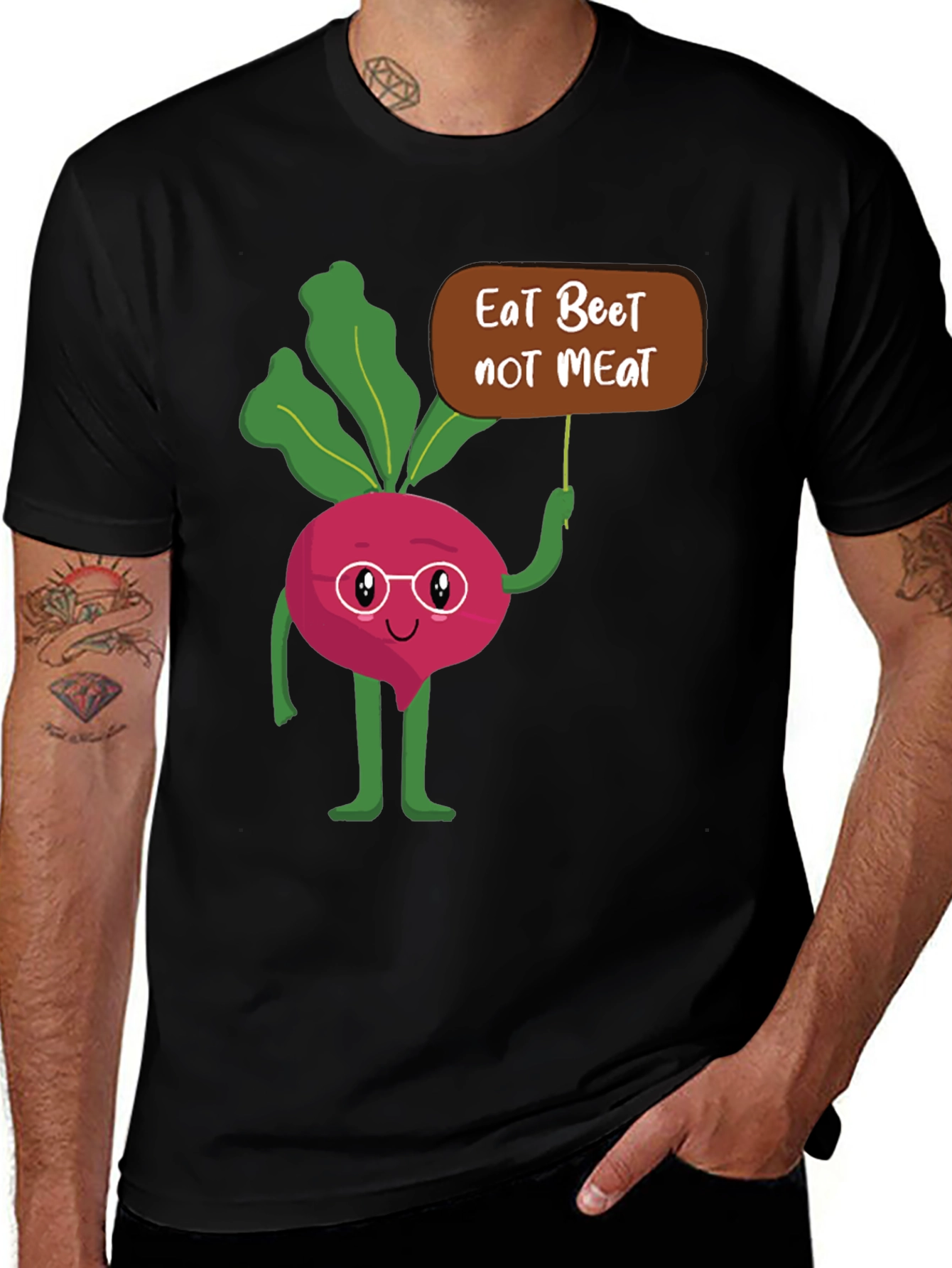 Black Eat Beet Not Meat Graphic T-Shirt main image