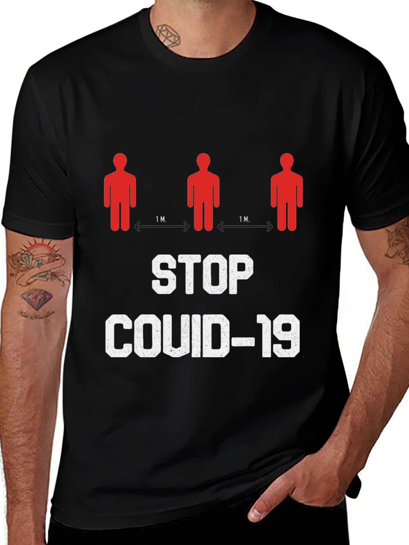 Variant 17 of Stop Covid-19 Graphic T-Shirt - Social Distancing Tee