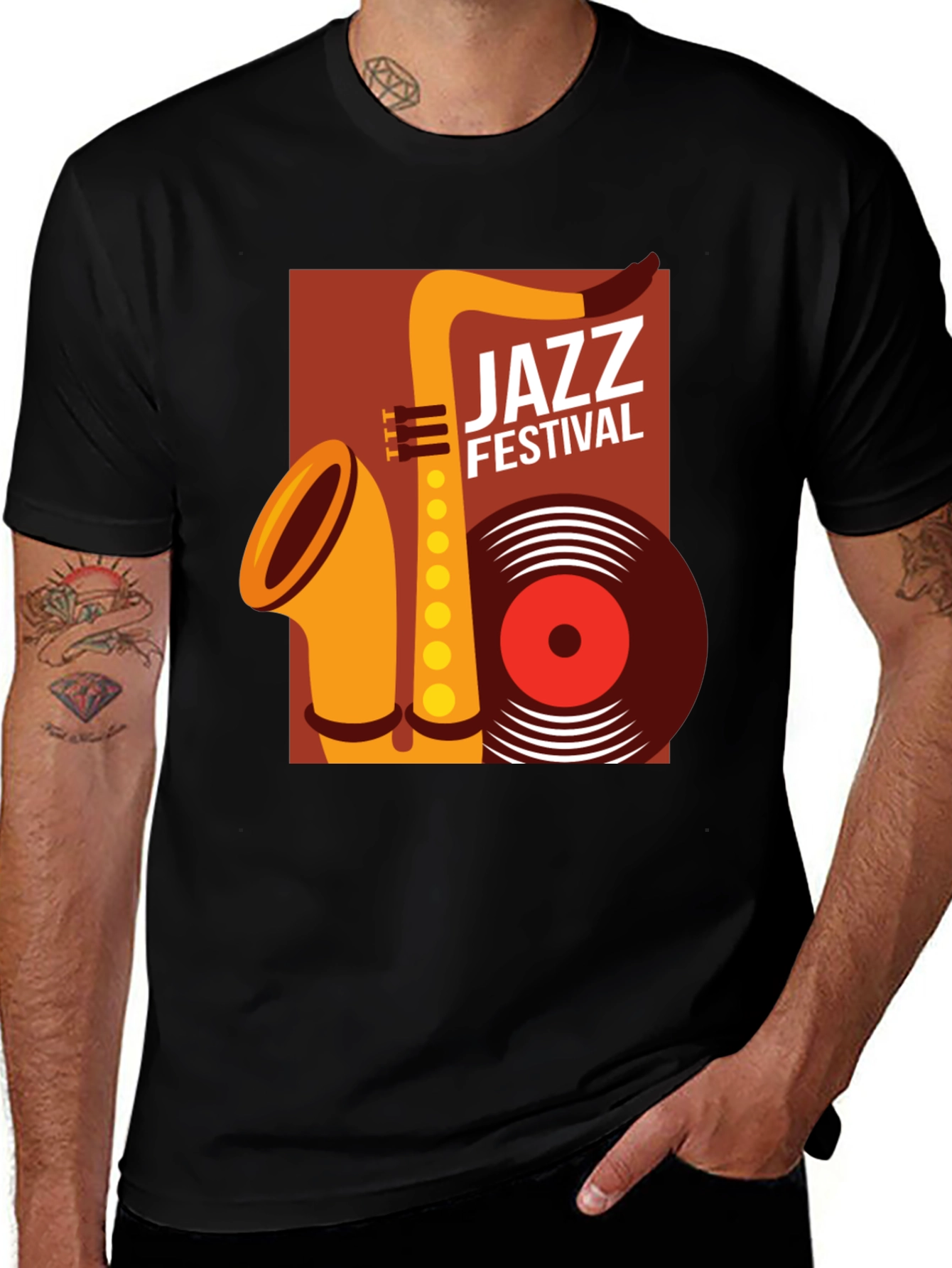 Variant 13 of Jazz Festival Graphic Tee - Black Cotton T-Shirt