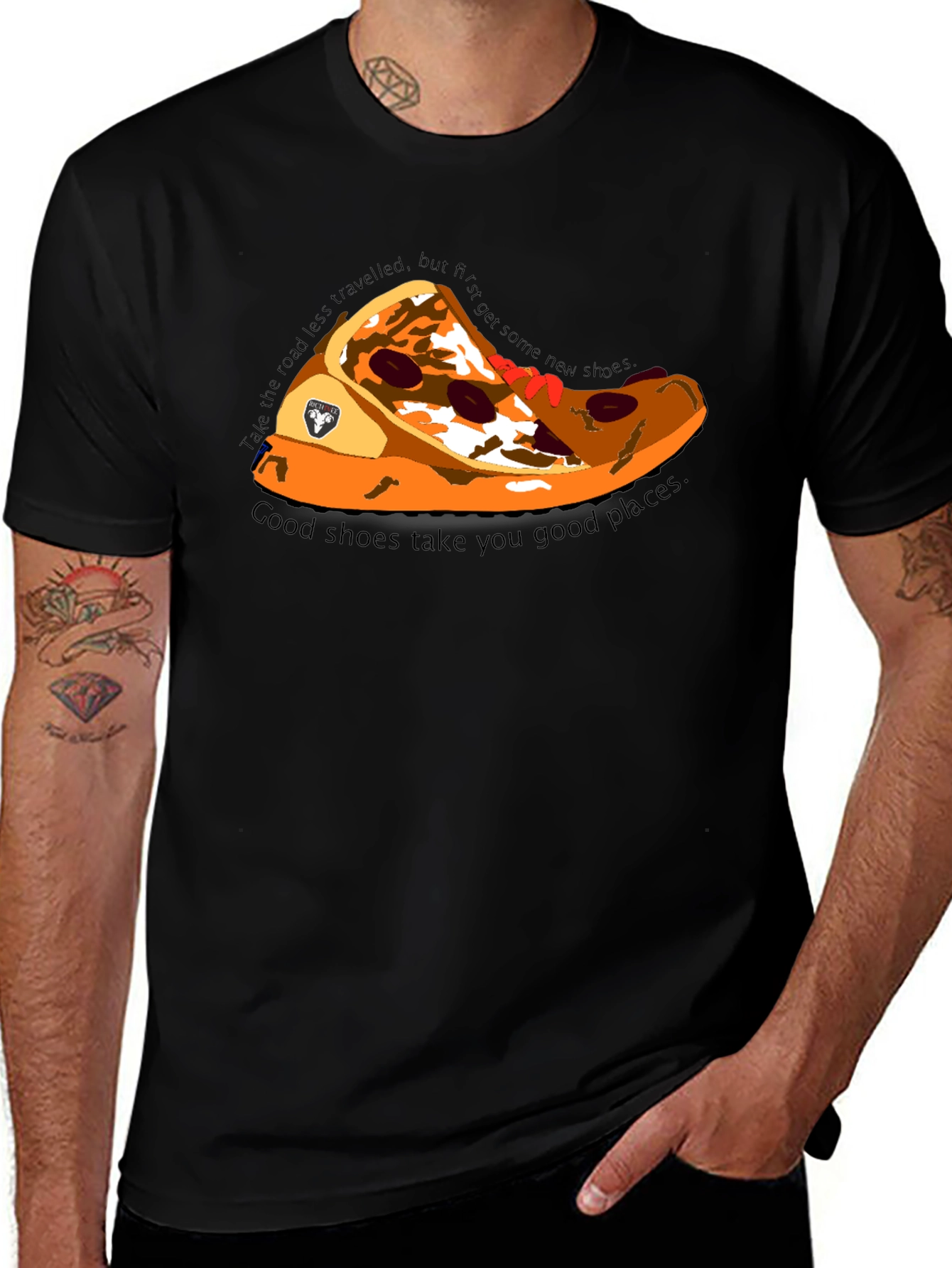 Variant 28 of Pizza Shoe T-Shirt - Good Shoes Take You Good Places