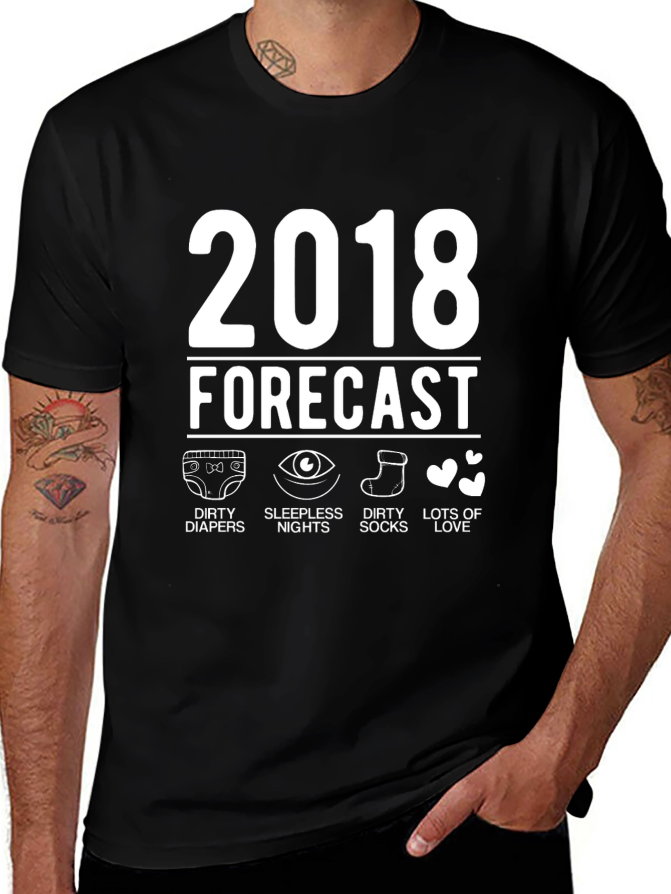 Variant 13 of 2018 Forecast T-Shirt - Dirty Diapers, Sleepless Nights, Lots of Love