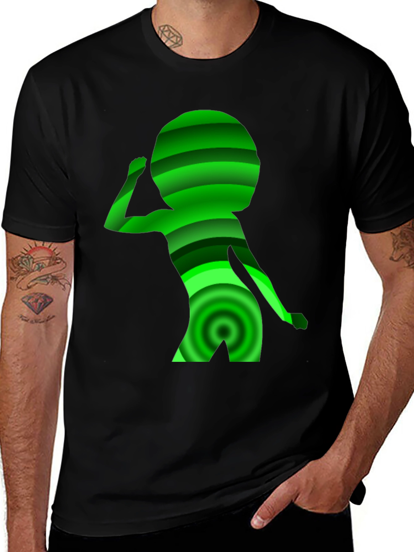 Abstract Figure Graphic Tee - Modern Black T-Shirt