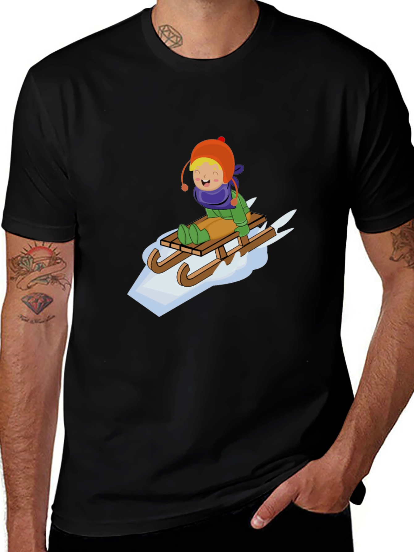 Variant 26 of Winter Sledding Boy Graphic Tee