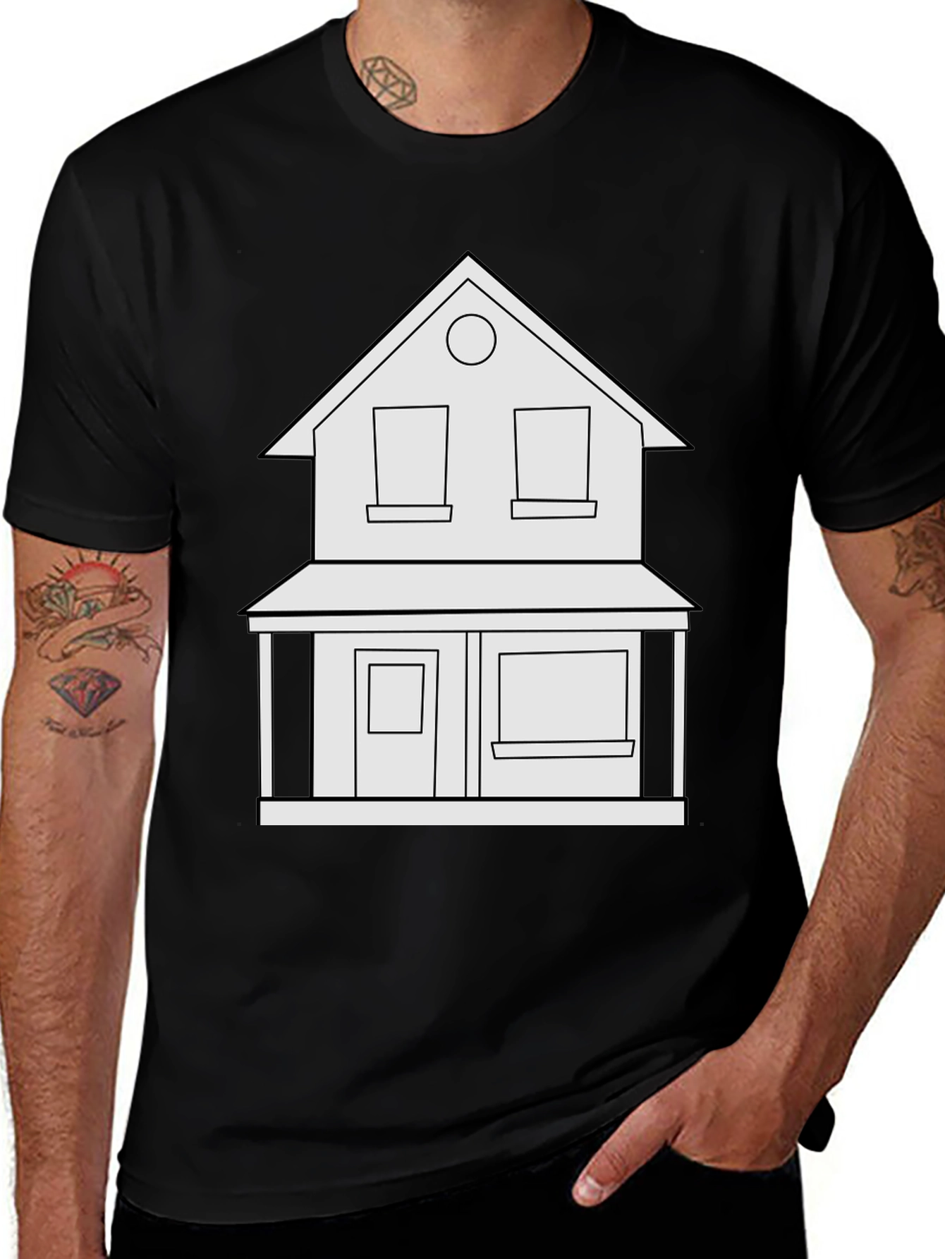 Variant 18 of House Graphic Tee - Black Cotton T-Shirt