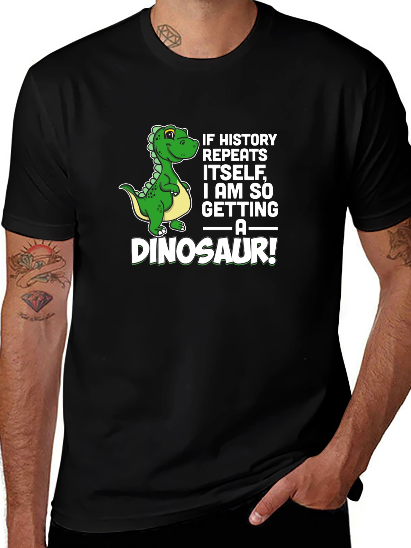 Variant 11 of Funny Dinosaur Graphic T-Shirt - History Repeats