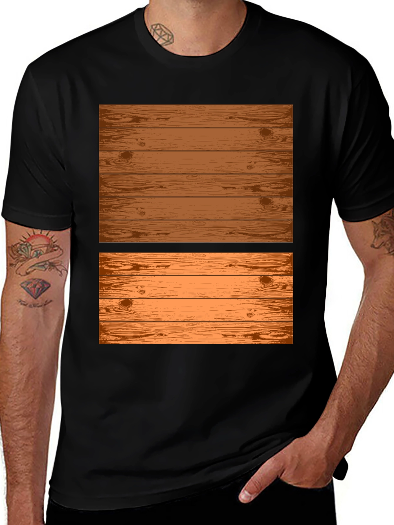 Wooden Plank Graphic Tee - Rustic Design