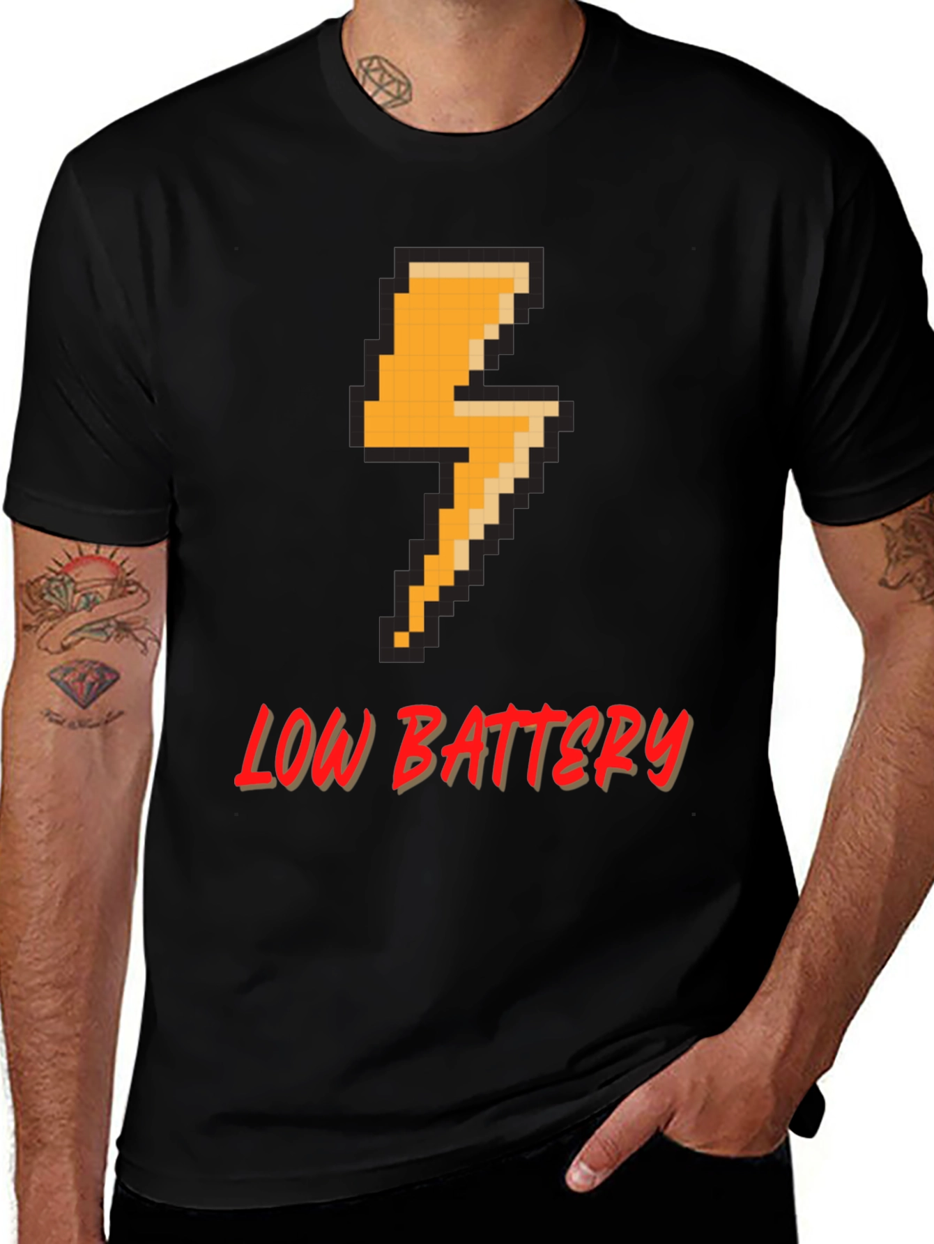 Variant 8 of Pixel Low Battery T-Shirt - Gamer Style Tee