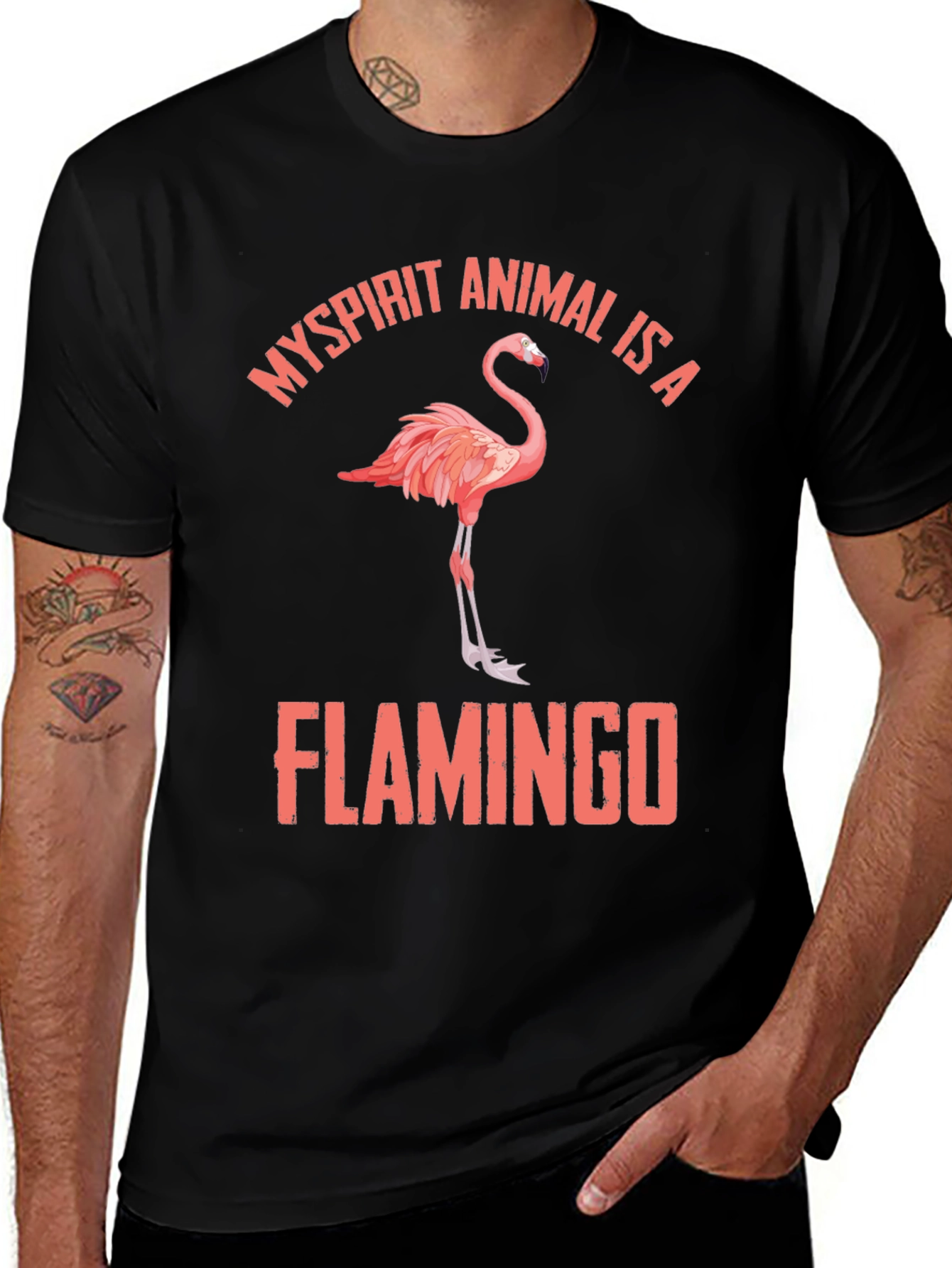 Black My Spirit Animal is a Flamingo T-Shirt main image