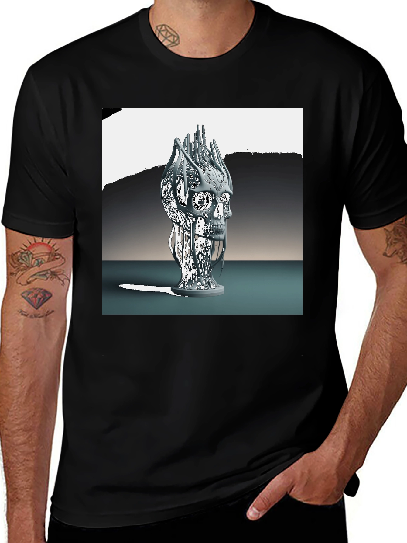 Variant 2 of Abstract Skull Graphic Tee - Modern Art Shirt