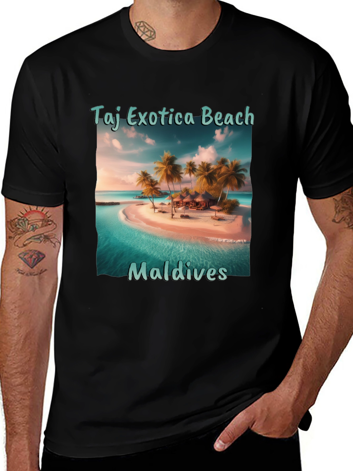 Taj Exotica Beach Maldives Graphic T-Shirt