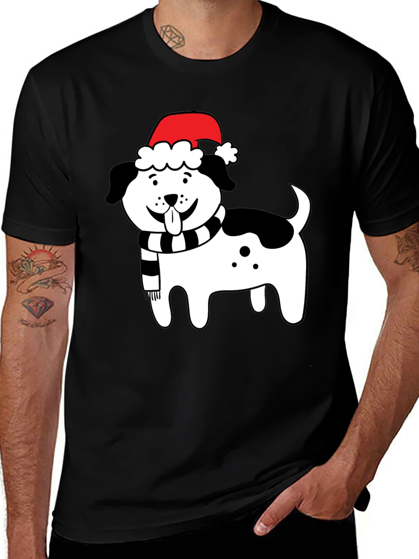 Variant 15 of Festive Dog Santa Hat T-Shirt
