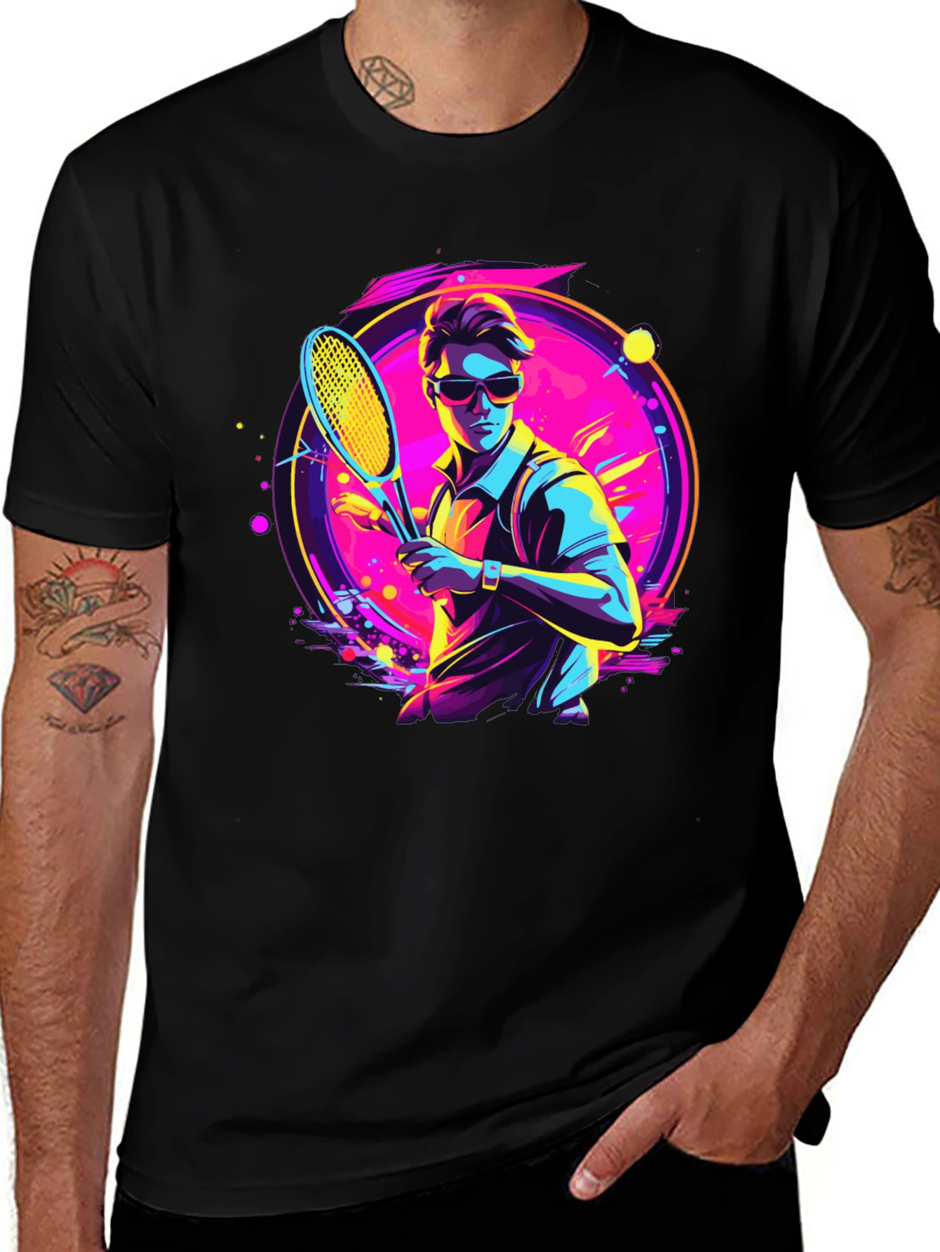Variant 30 of Neon Tennis Graphic T-Shirt - Retro Style