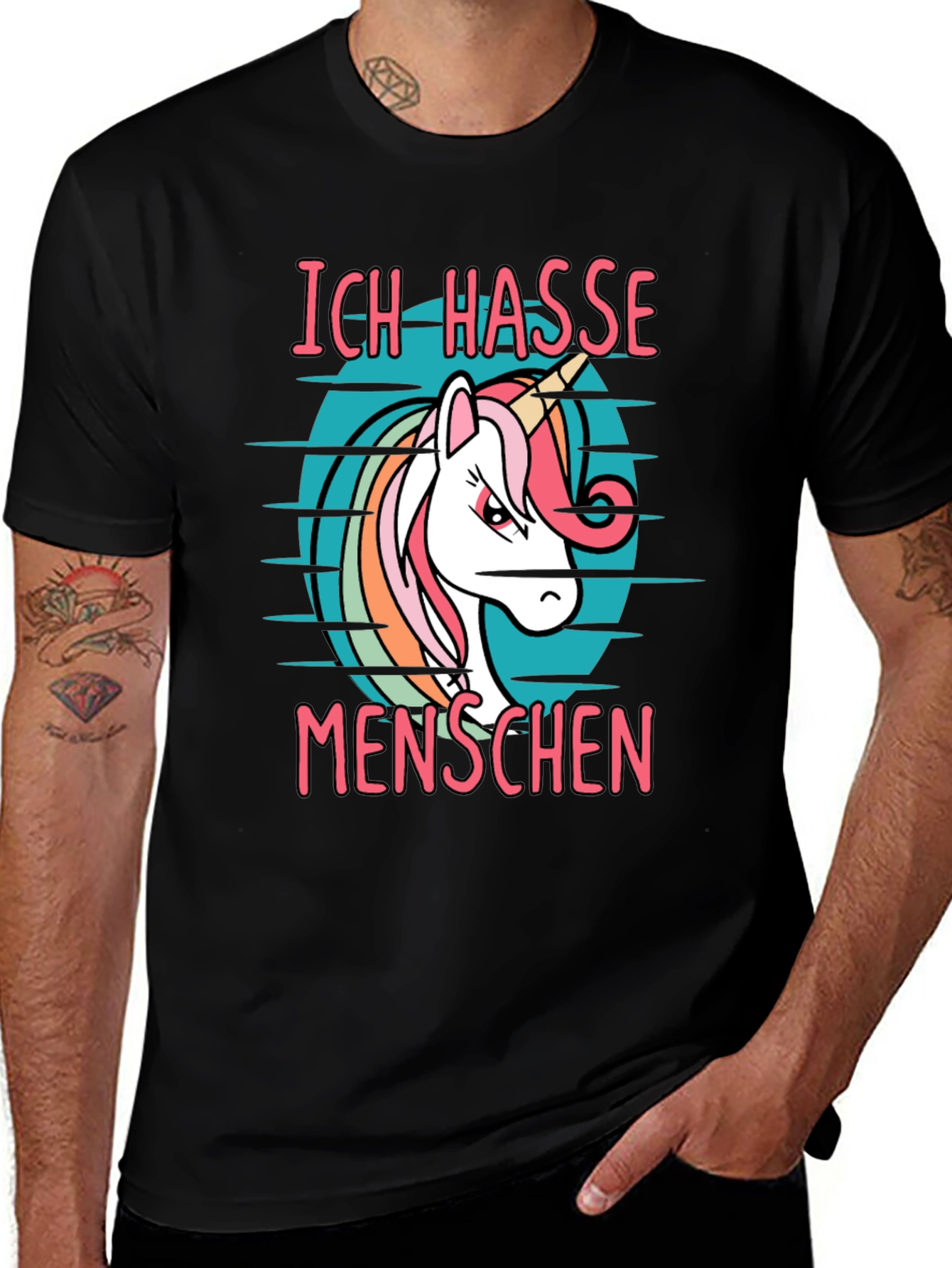 Variant 2 of Ich Hasse Menschen Unicorn Graphic T-Shirt