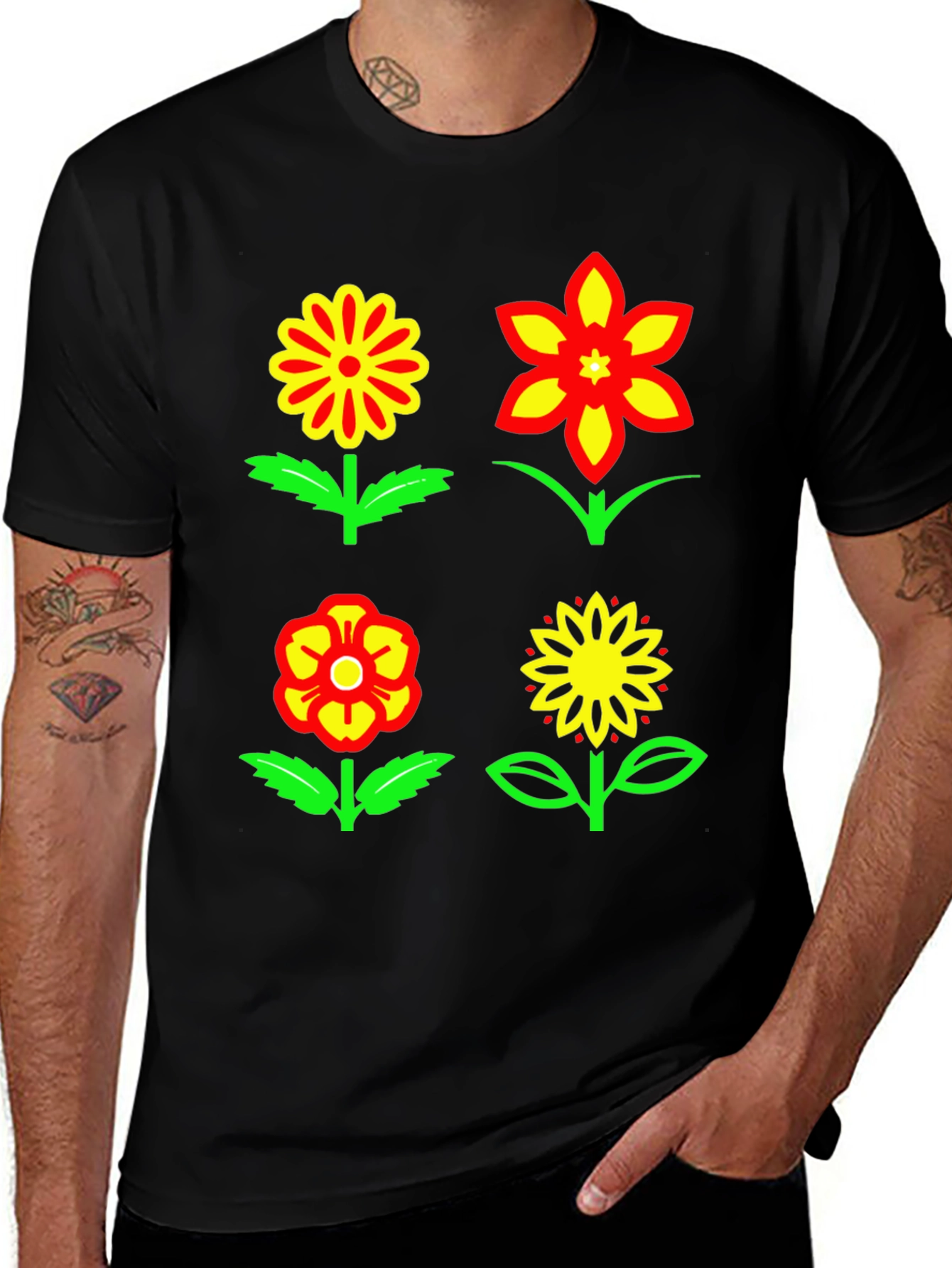 Variant 9 of Floral Pattern Crew Neck T-Shirt